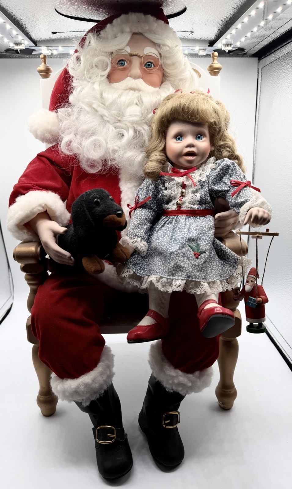 Danbury Mint A Visit With Santa Christmas Display Doll Chair 1990s Vintage w Box
