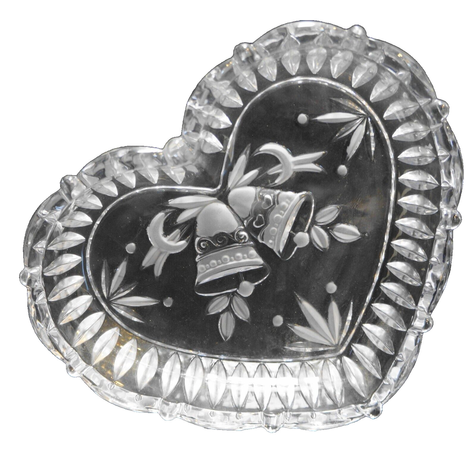 Studio Nova Crystal Heart Dish Frosted Wedding Christmas Bells Studio Nova Crystal Heart Dish Frosted Wedding Christmas Bells