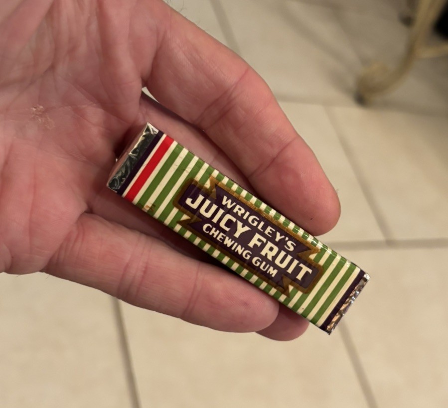 WRIGLEY’S JUICY FRUIT CHEWING GUM 1940-50s VGC 5-STICK FULL PACK