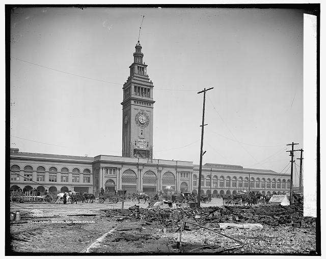 San Francisco California Ferry Building Earthquake Ruins c1906 Waterfront