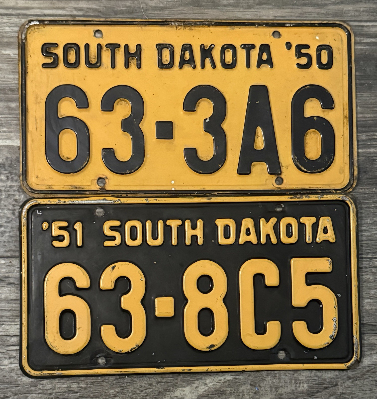 1950 + 1951 South Dakota License plates. Good Shape-Walworth County