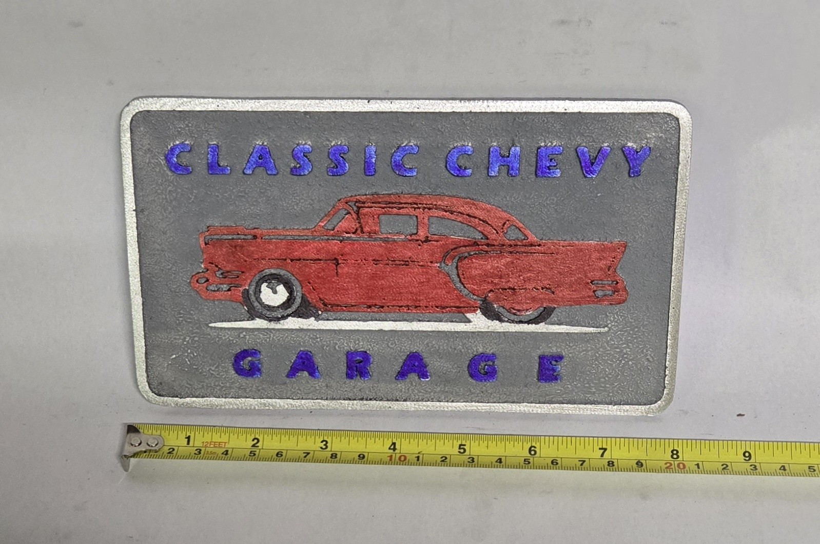 Cast Aluminum  Classic Chevy Garge Car Plaque