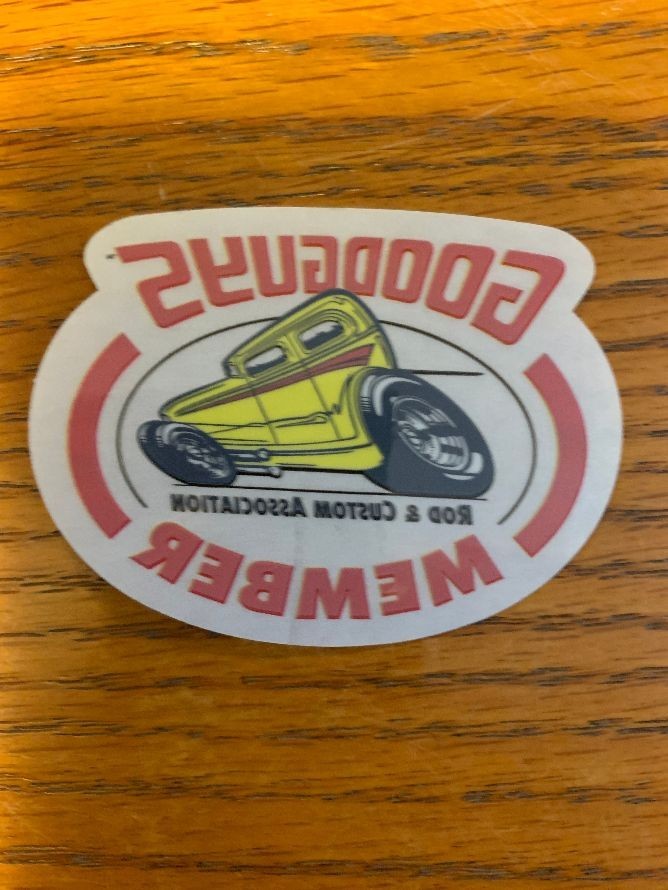 New style with clear back round GOODGUYS MEMBER SMALL  - Sticker / Decal