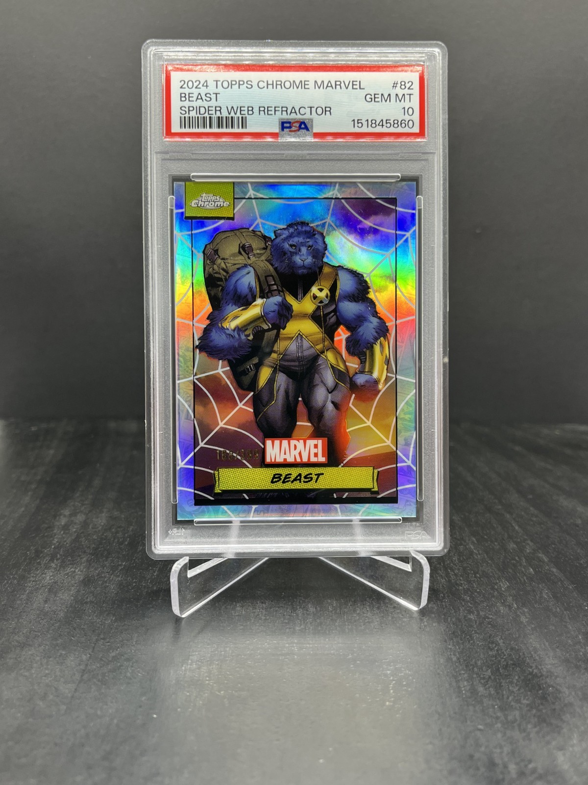 2024 Topps Chrome Marvel Comics Beast Spider Web Refractor 168/399 PSA 10 #82