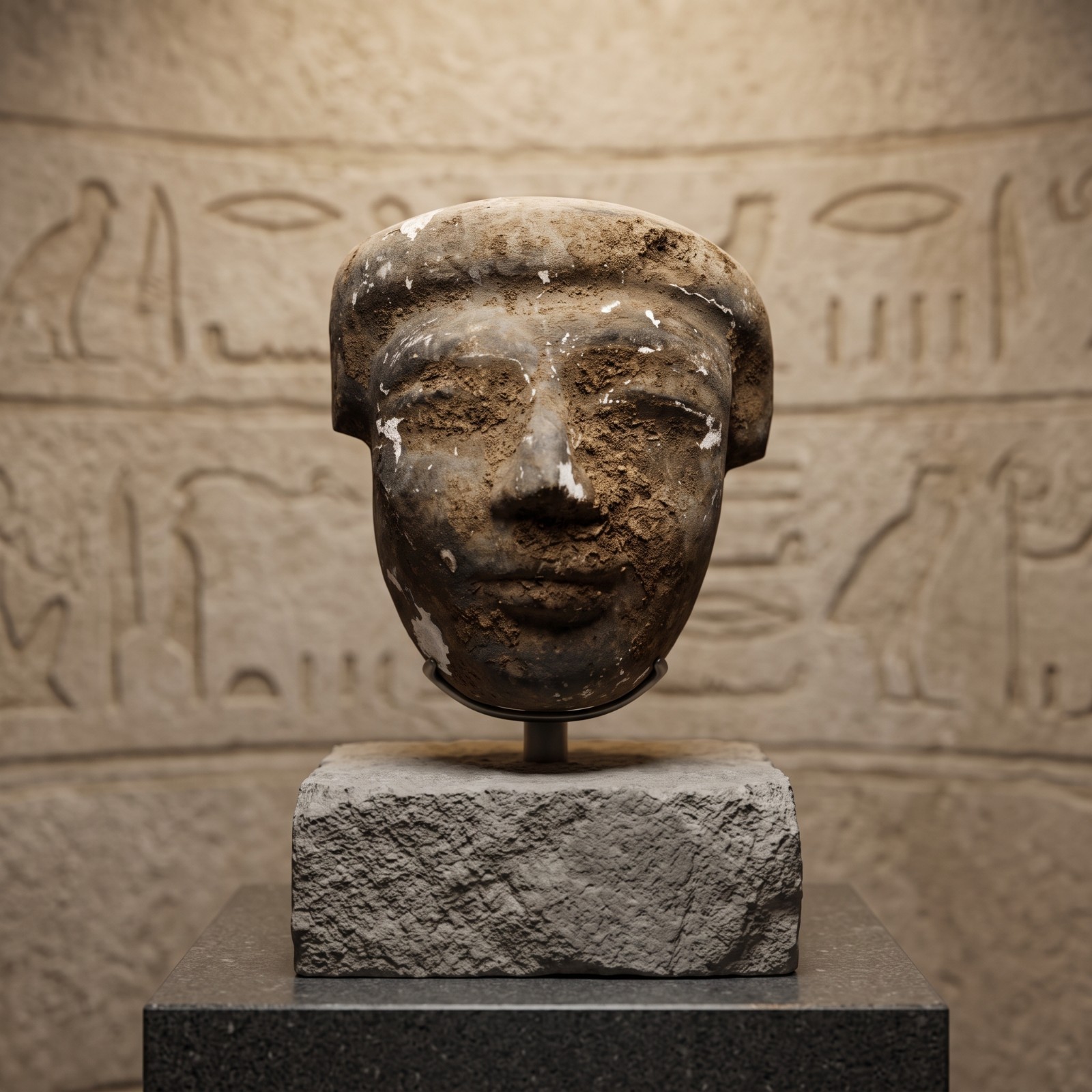 Pharaonic Mask Ancient Egyptian Royal Funerary Monument, Rare Pharaonic Mask Ancient Egyptian Royal Funerary Monument, Rare