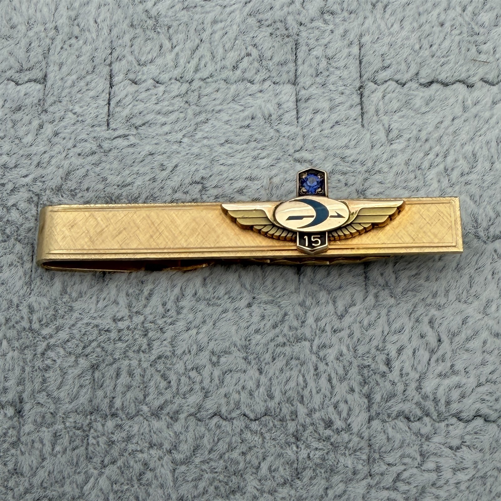 Vtg Frontier 15 Years Employee Service Award 1/20 12K GF Gold Fill Tie Bar Clip