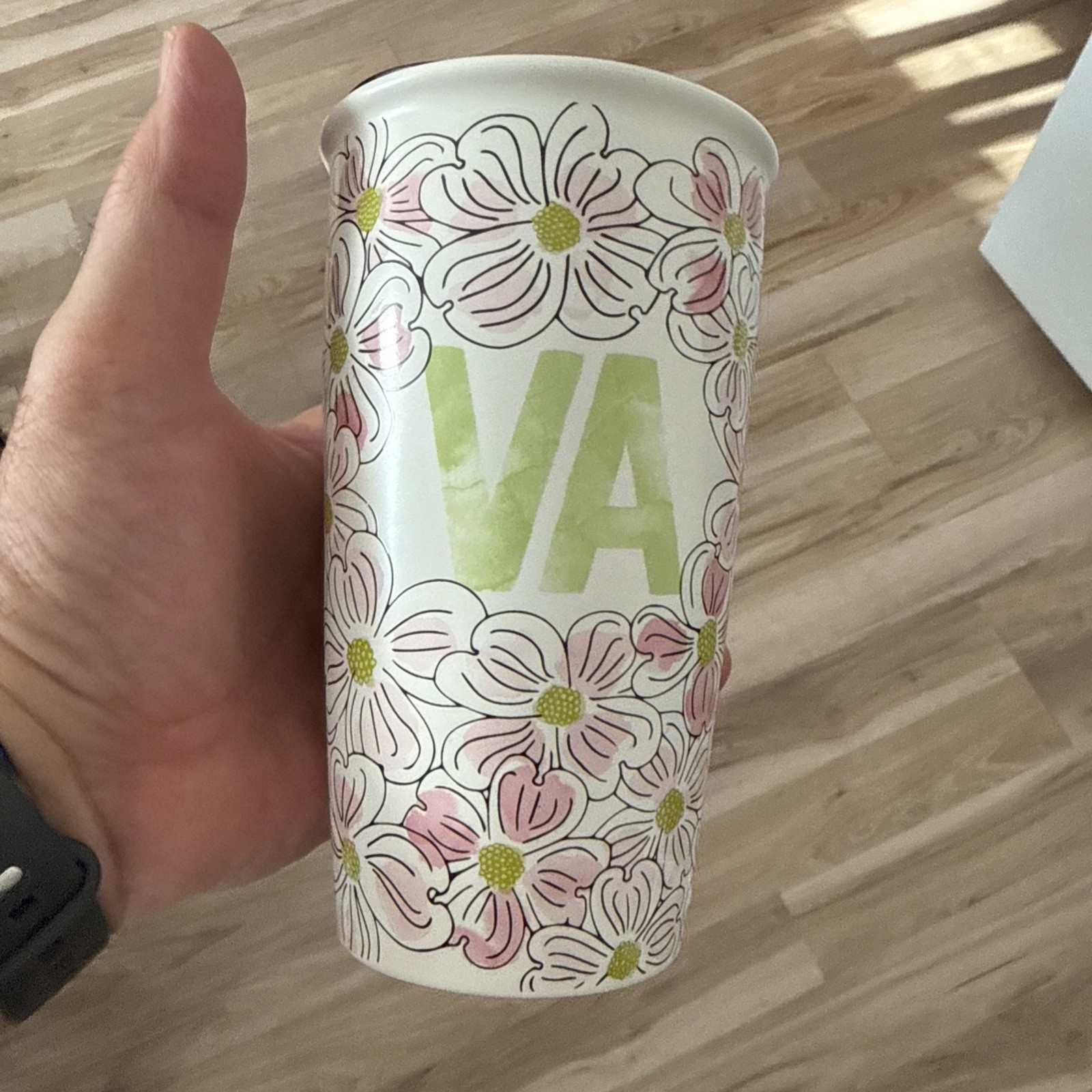 Starbucks Floral VA Dogwood Blossom Flower Ceramic Travel Tumbler 12 oz NOS Starbucks Floral VA Dogwood Blossom Flower Ceramic Travel Tumbler 12 oz NOS