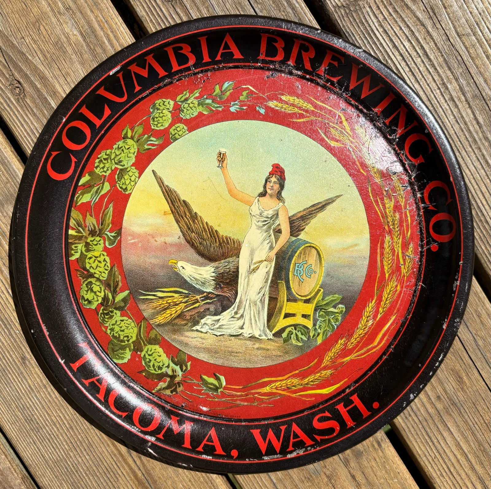 Antique Pre-Prohibition Columbia Brewing Co Tacoma Serving Tray - Rare Antique Pre-Prohibition Columbia Brewing Co Tacoma Serving Tray - Rare