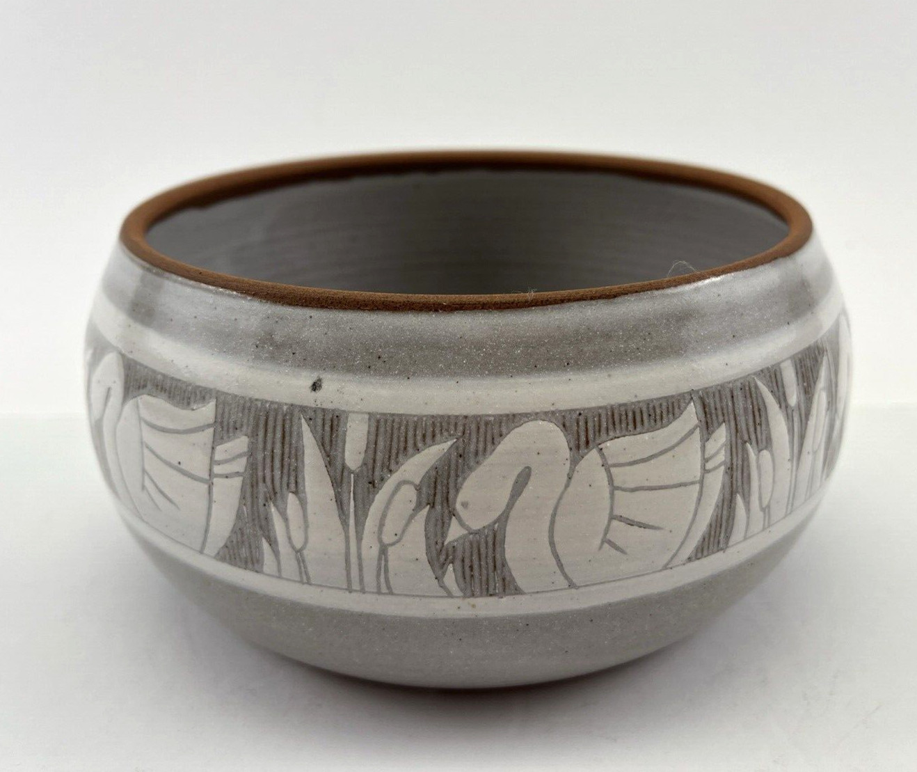 Studio Art Pottery Swan & Floral Design Planter/ Bowl Signed, Unique Decor Gift
