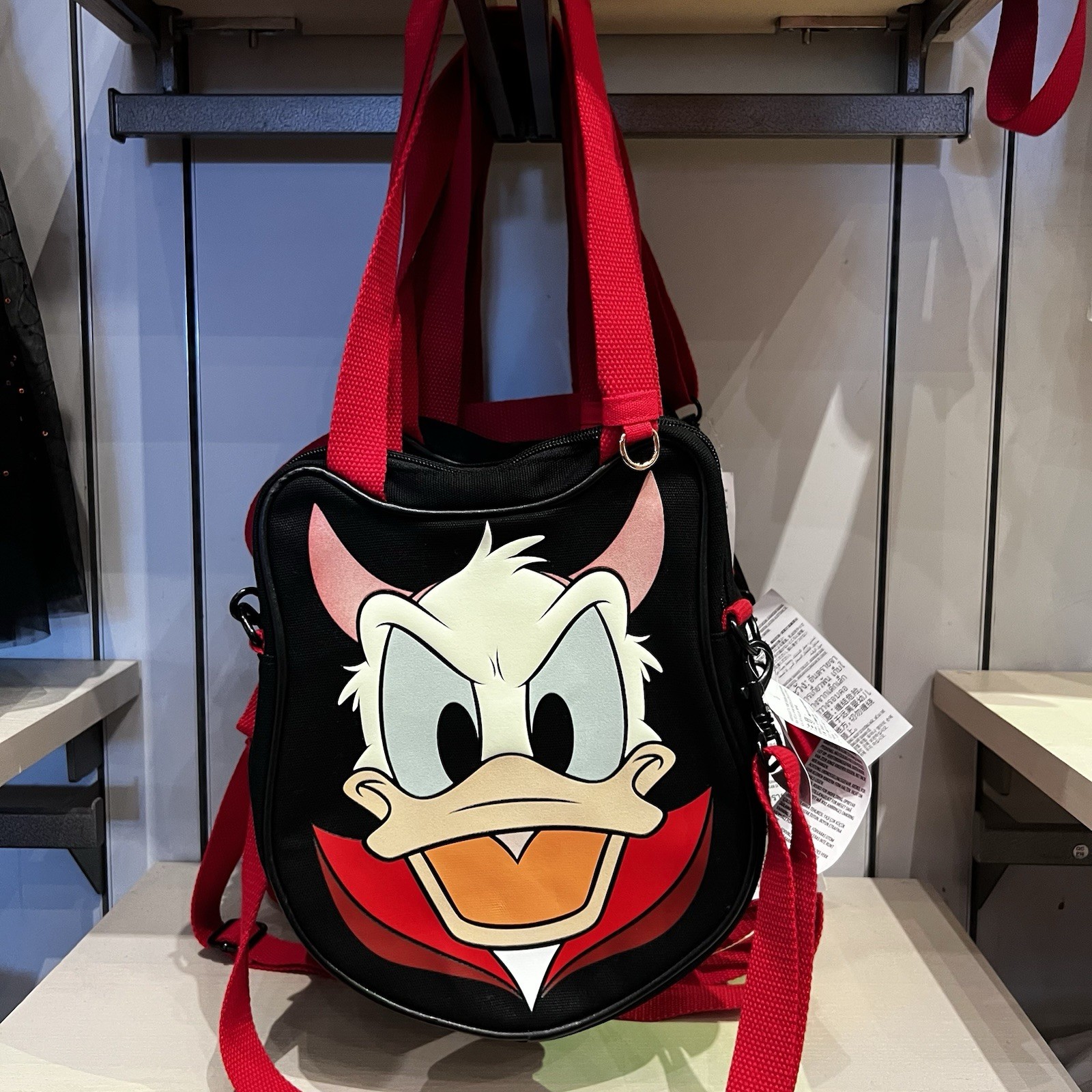 2026 Disney Parks Halloween Donald Duck Devil Black Mini Canvas Tote Bag New