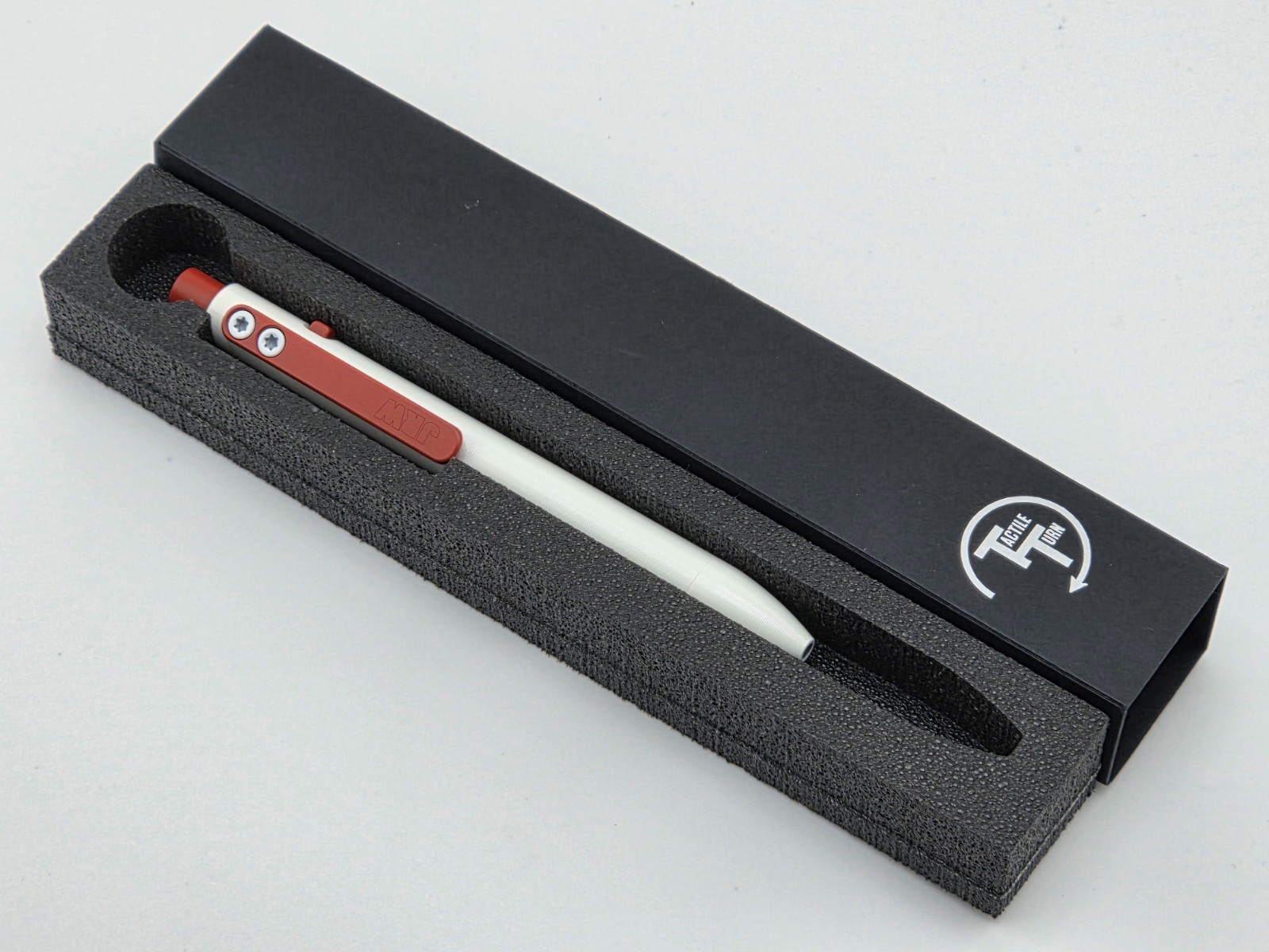 **NEW** Tactile Turn x JRW Gear Ltd White/Red Cerakote Mini Side Click Ti Pen