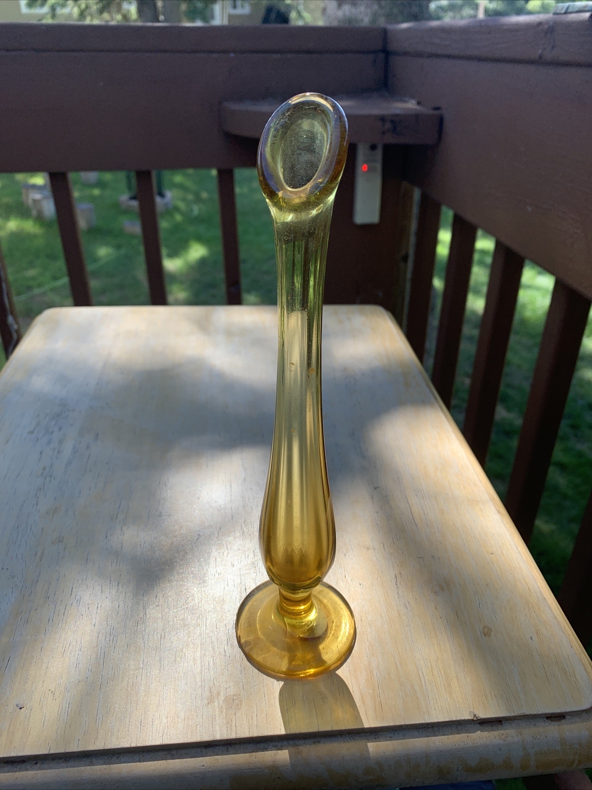 VTG Gold Bud Vase 9 1/2” W/Chip On Base