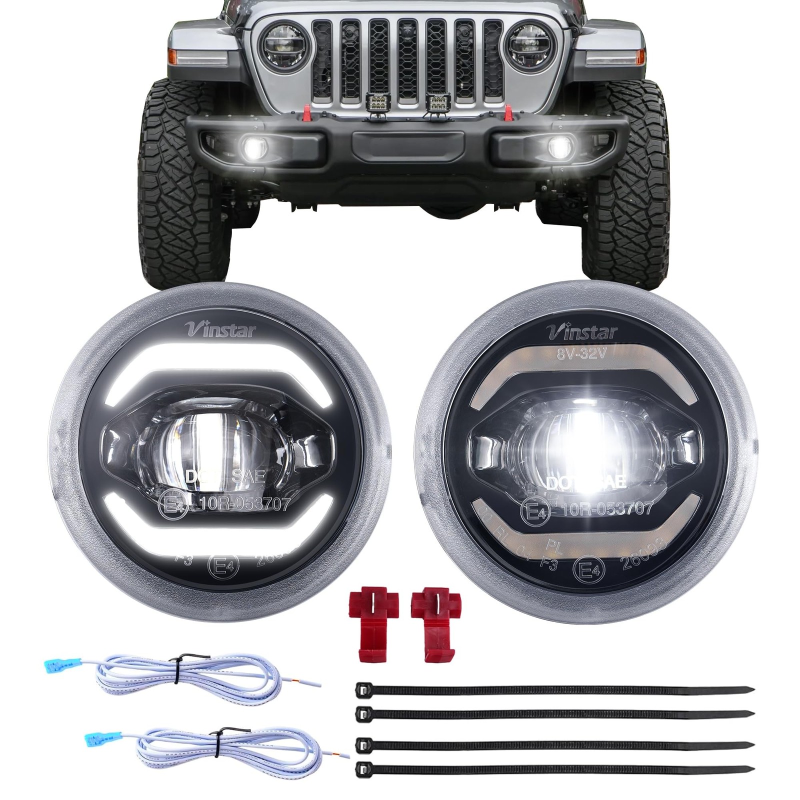 2-Pack 4.5-Inch LED Ditch Lights -Compatible with 2007-2017 Wrangler JK JKU,C...