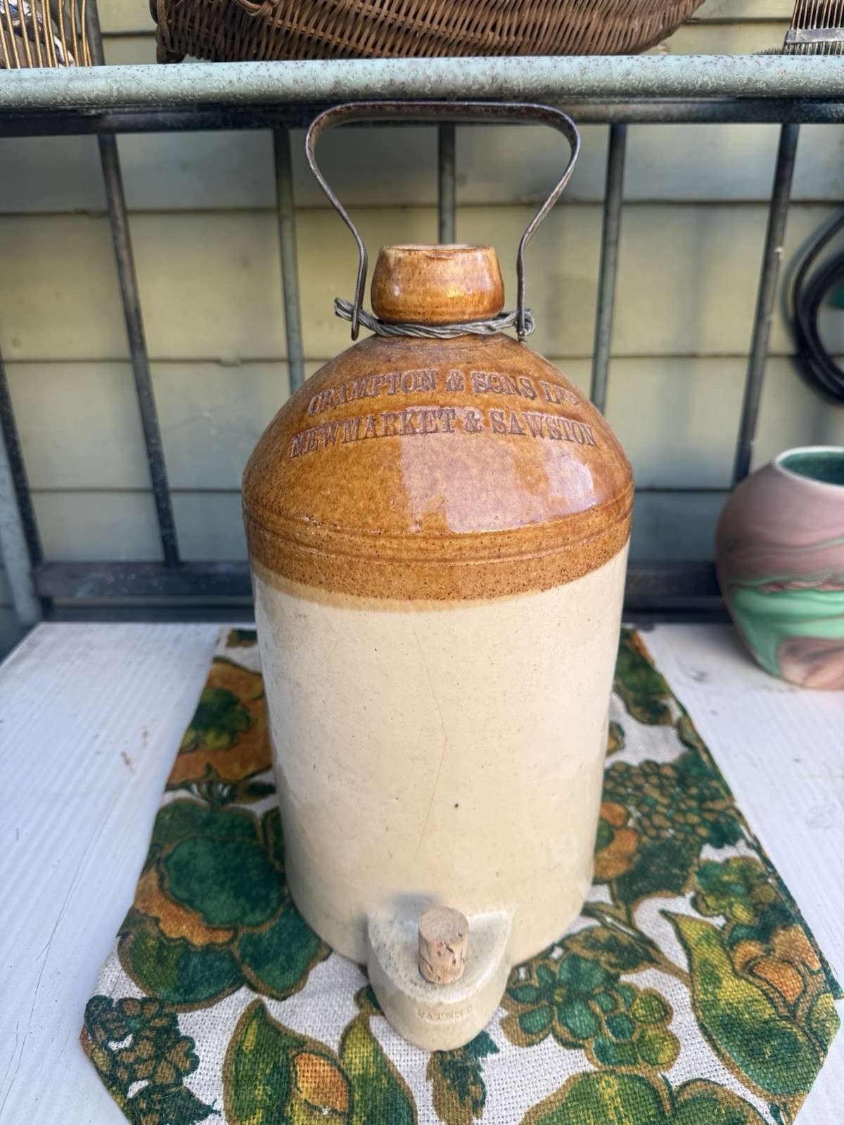 Vintage Crampton & Sons LTD Stoneware Jug Crock Dispenser Advertising
