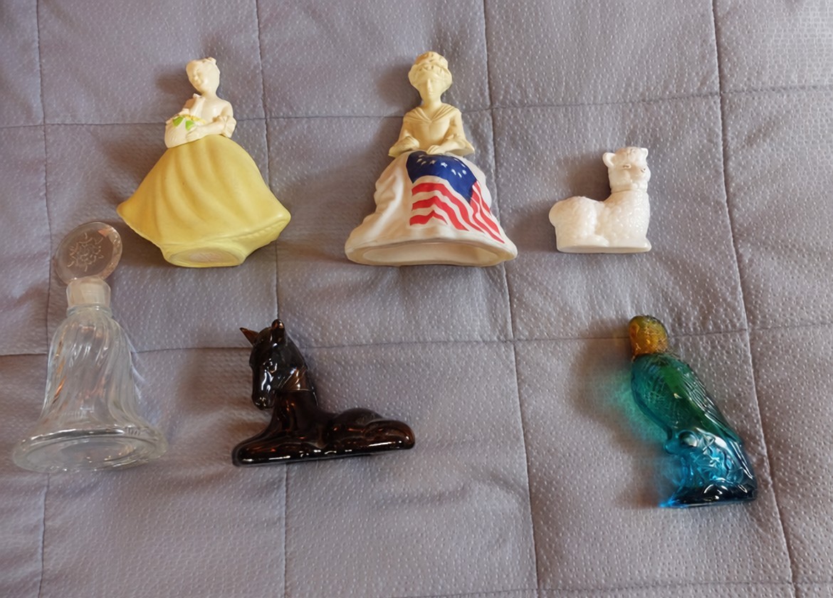 Grandma's Vintage Avon Perfume Bottles Lot of 6 - Betsy Ross, Island Parakeet