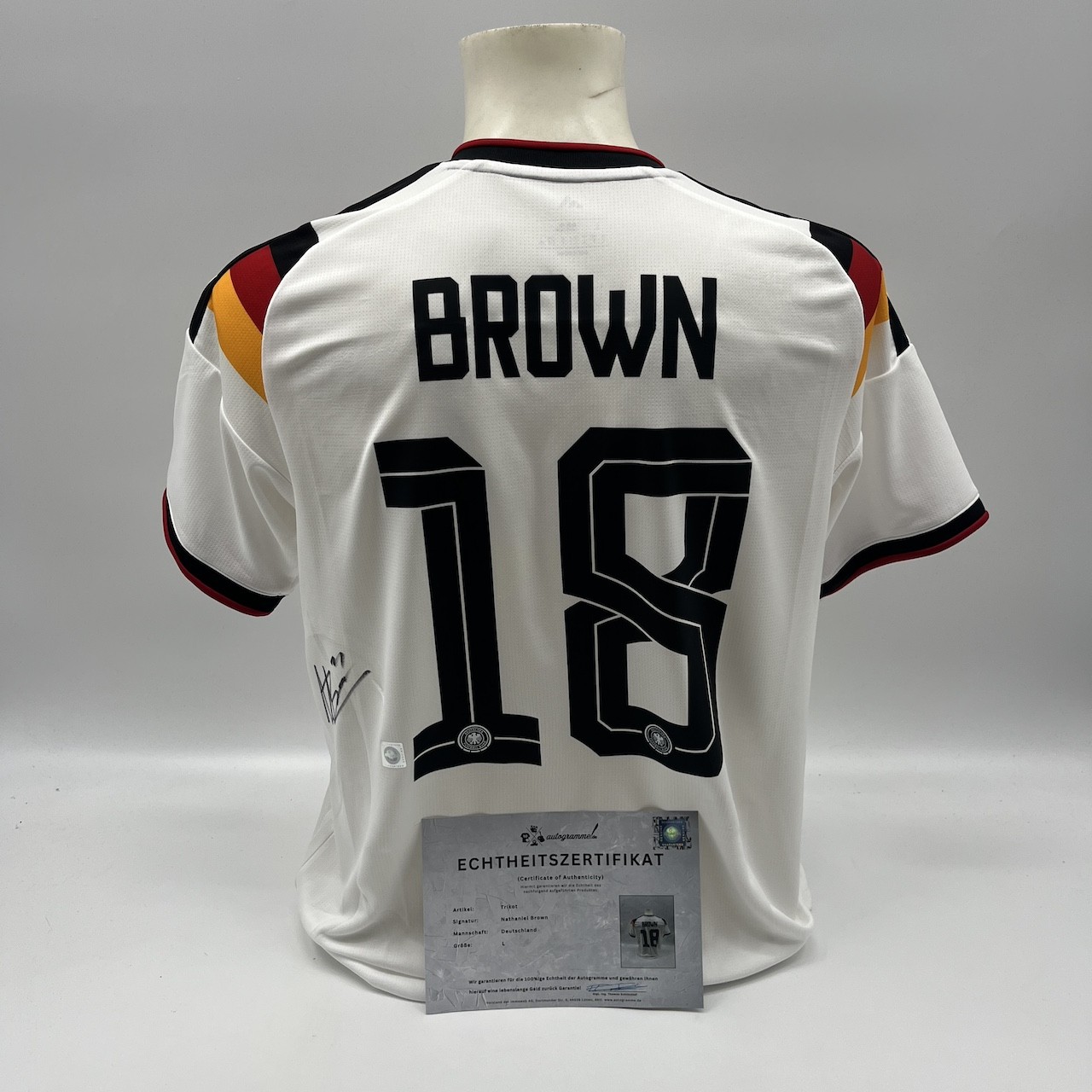 Germany Nathaniel Brown Signed Adidas DFB Jersey Autograph COA New L
