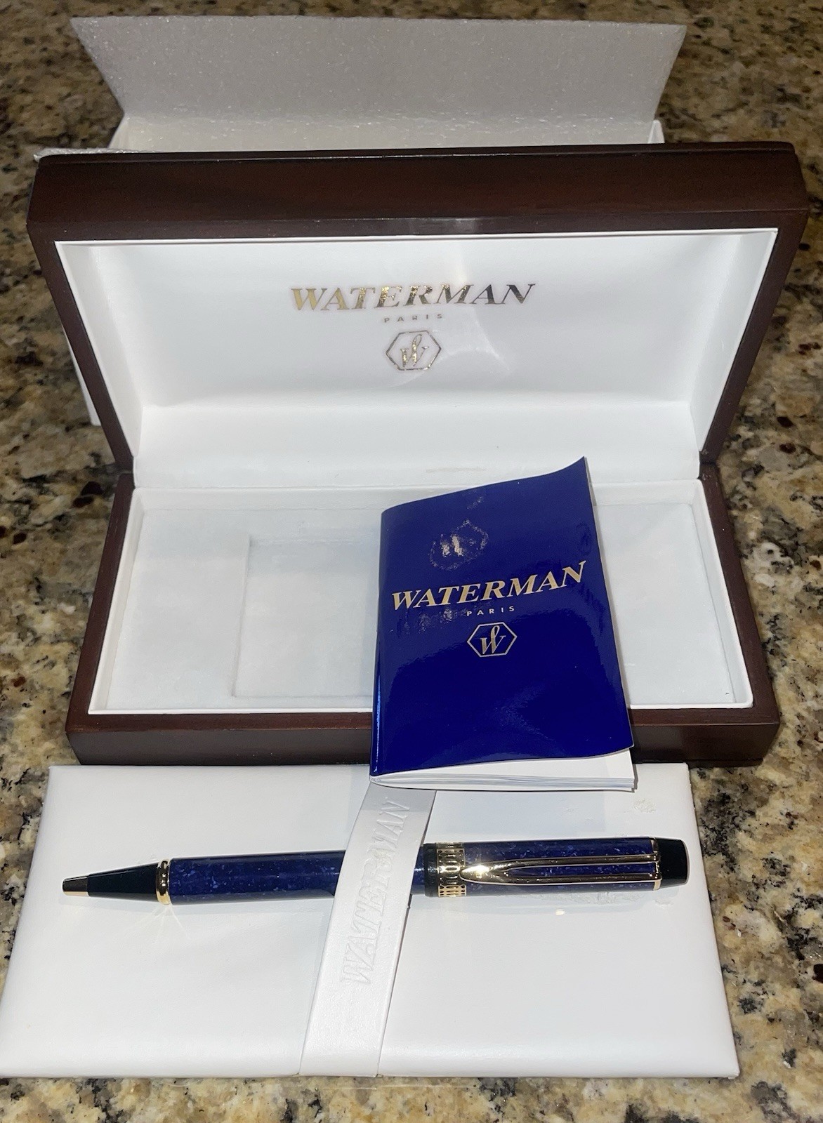 🖊(NOS)~WATERMAN Man 100 Patrician Ballpoint Pen Lapis Blue Gold ⭐1ST EDITION⭐