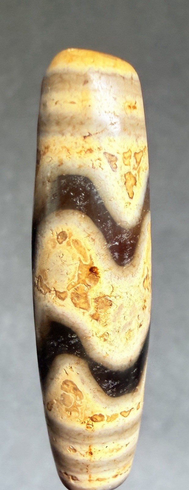 Tibetan Rare Old Agate Wave Tiger Teeth 4 Line Healer DZI Bead, Talisman ✨🔥