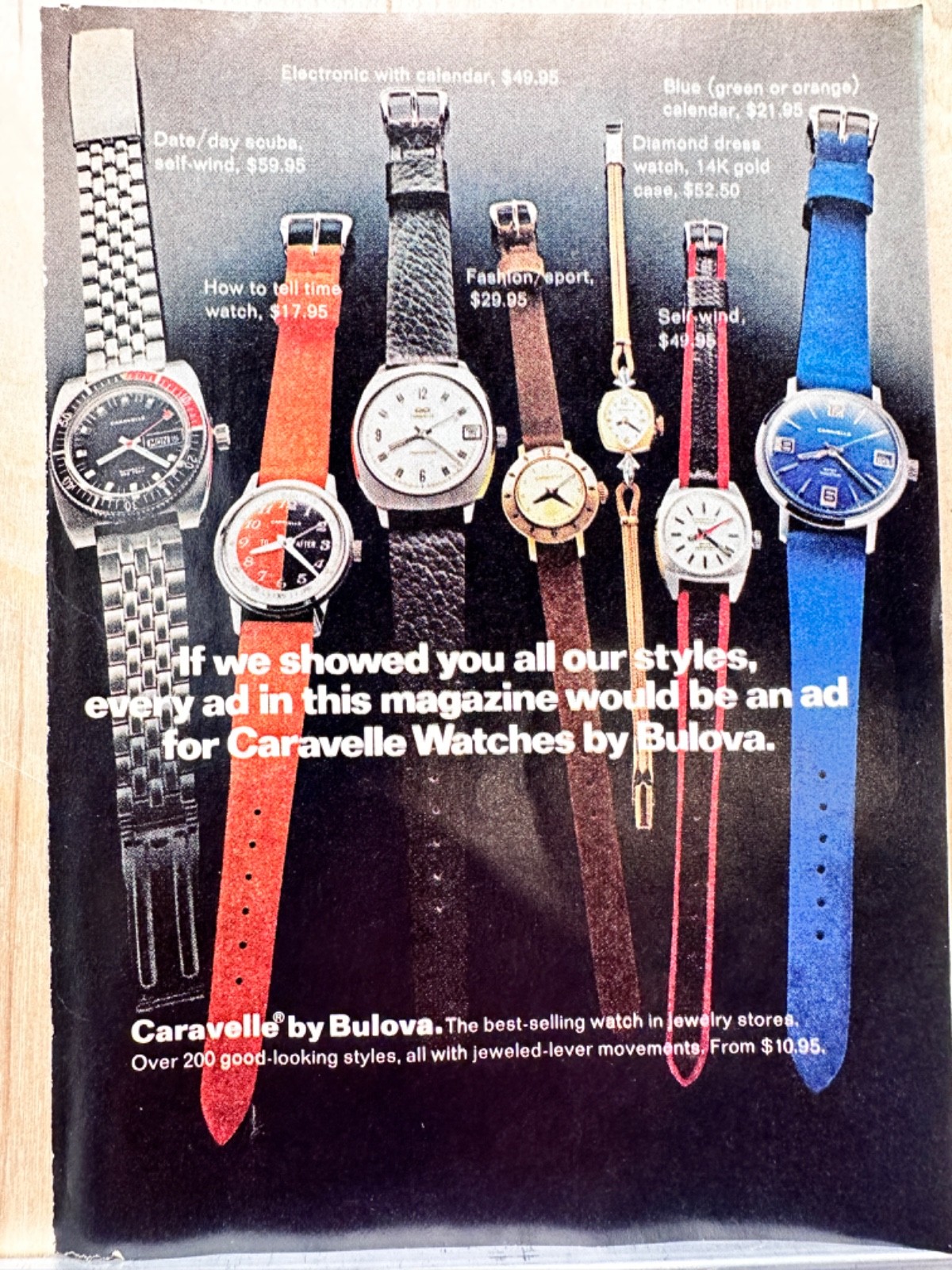 1972 Caravelle Watches by Bulova Vintage Print Ad Fashion Accessories