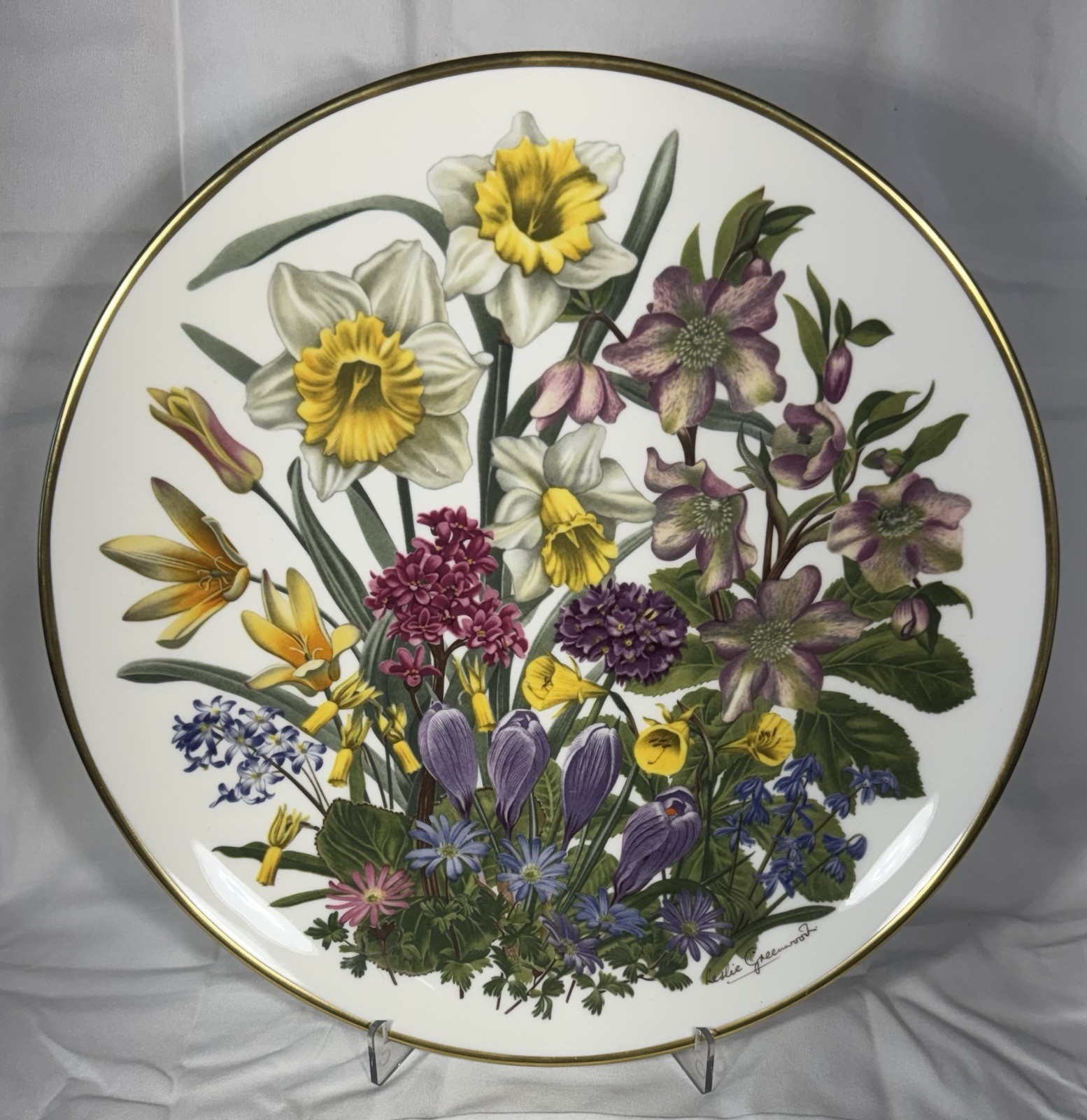1977 Franklin Porcelain Flowers of March Plate Royal Horticultural Society