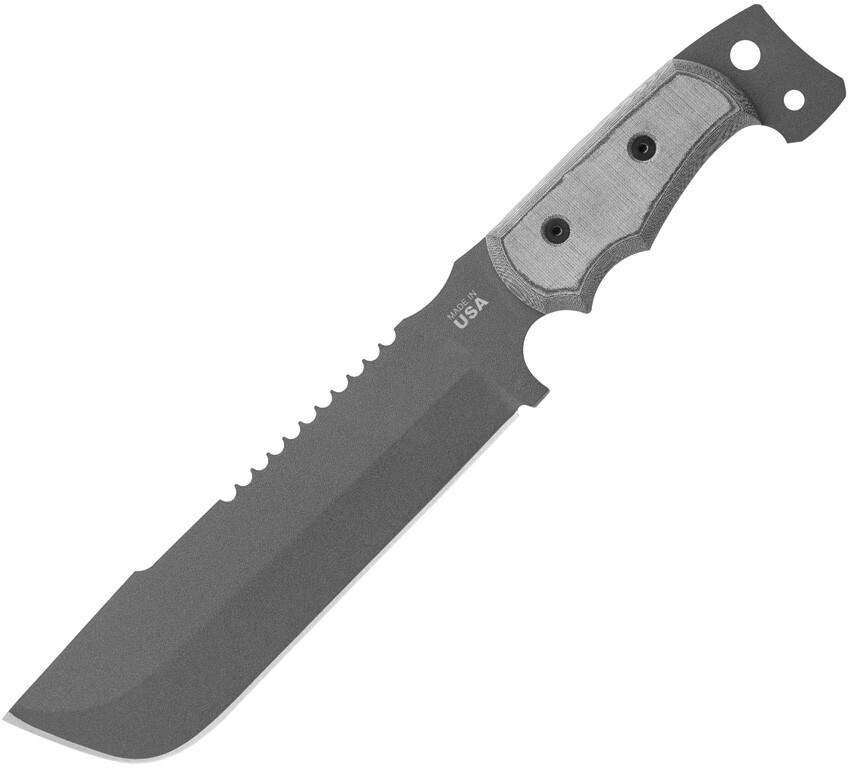TOPS Knives M4X Punisher Fixed Sawback Blade Gray Micarta Handle Knife M4X01