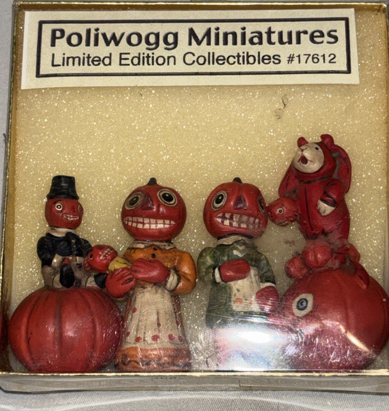 VINTAGE POLIWOGGS HALLOWEEN AMERICAN FOLK ART 4 PC PUMPKINS VINTAGE POLIWOGGS HALLOWEEN AMERICAN FOLK ART 4 PC PUMPKINS