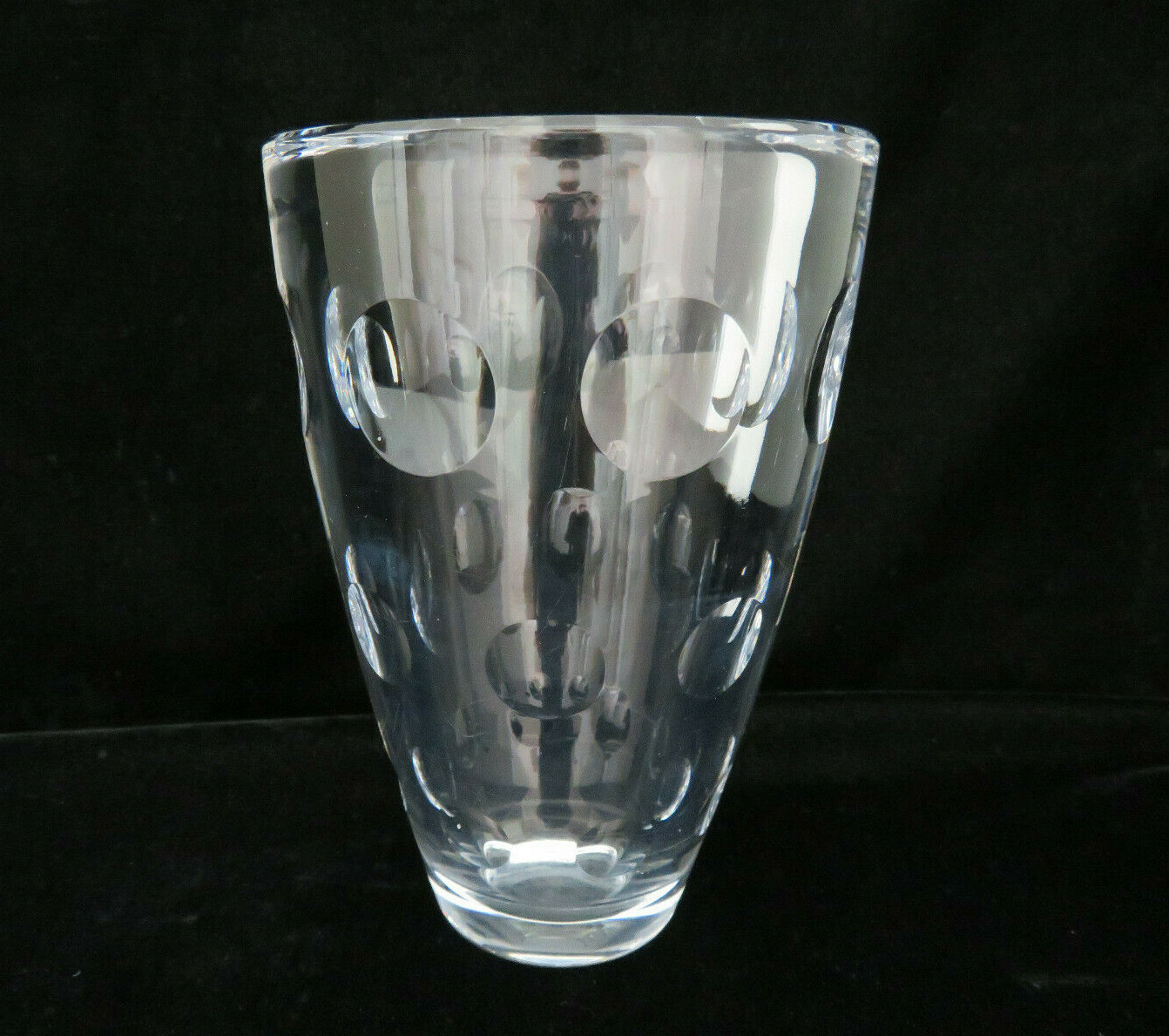 Mid Century Modern Heavy Cut Clear Crystal Vase ~ 7