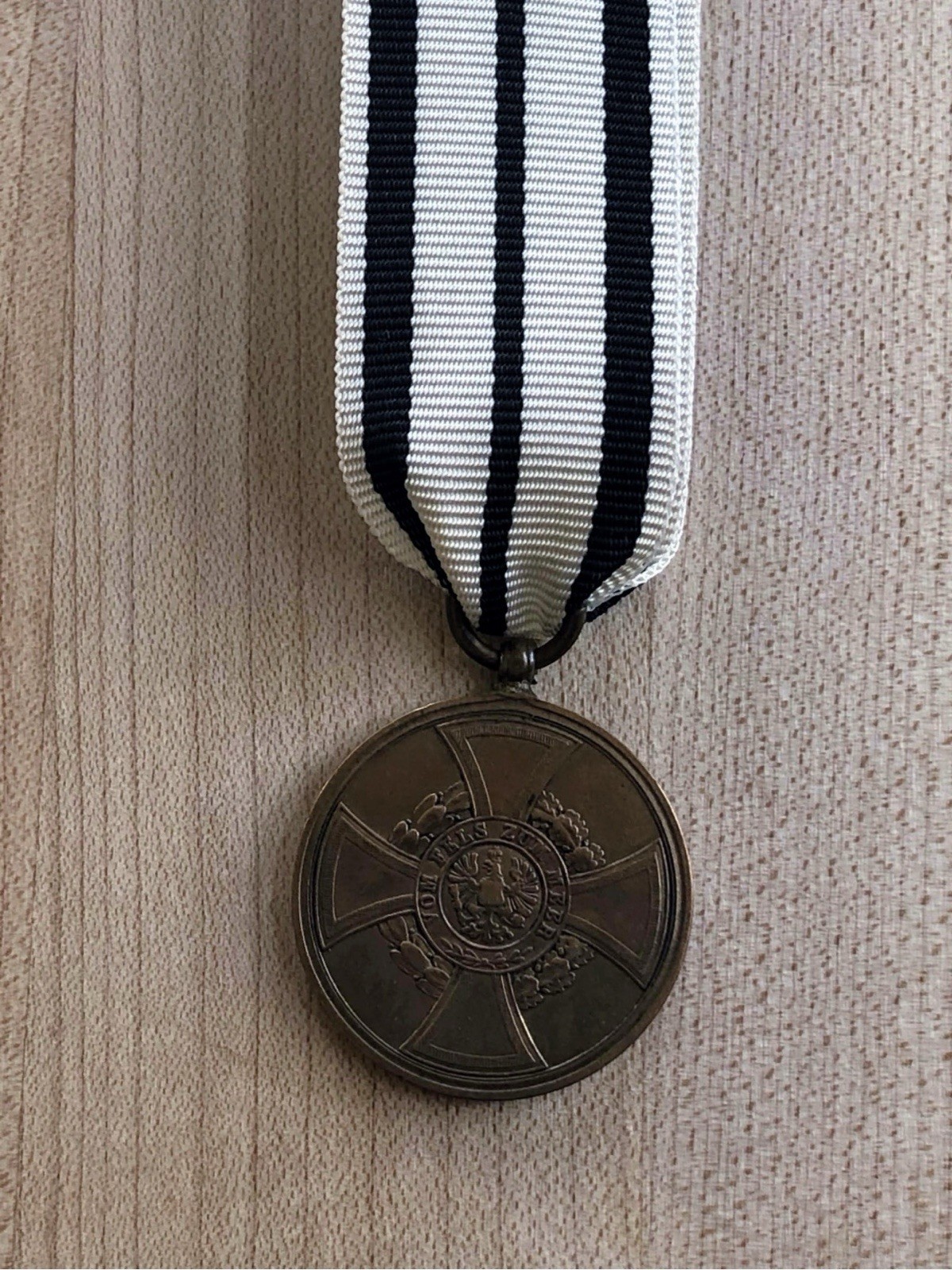 Original Germany 1848-49 Bronze Hohenzollern Friedrich Wilhelm IV Medal, Ribbon