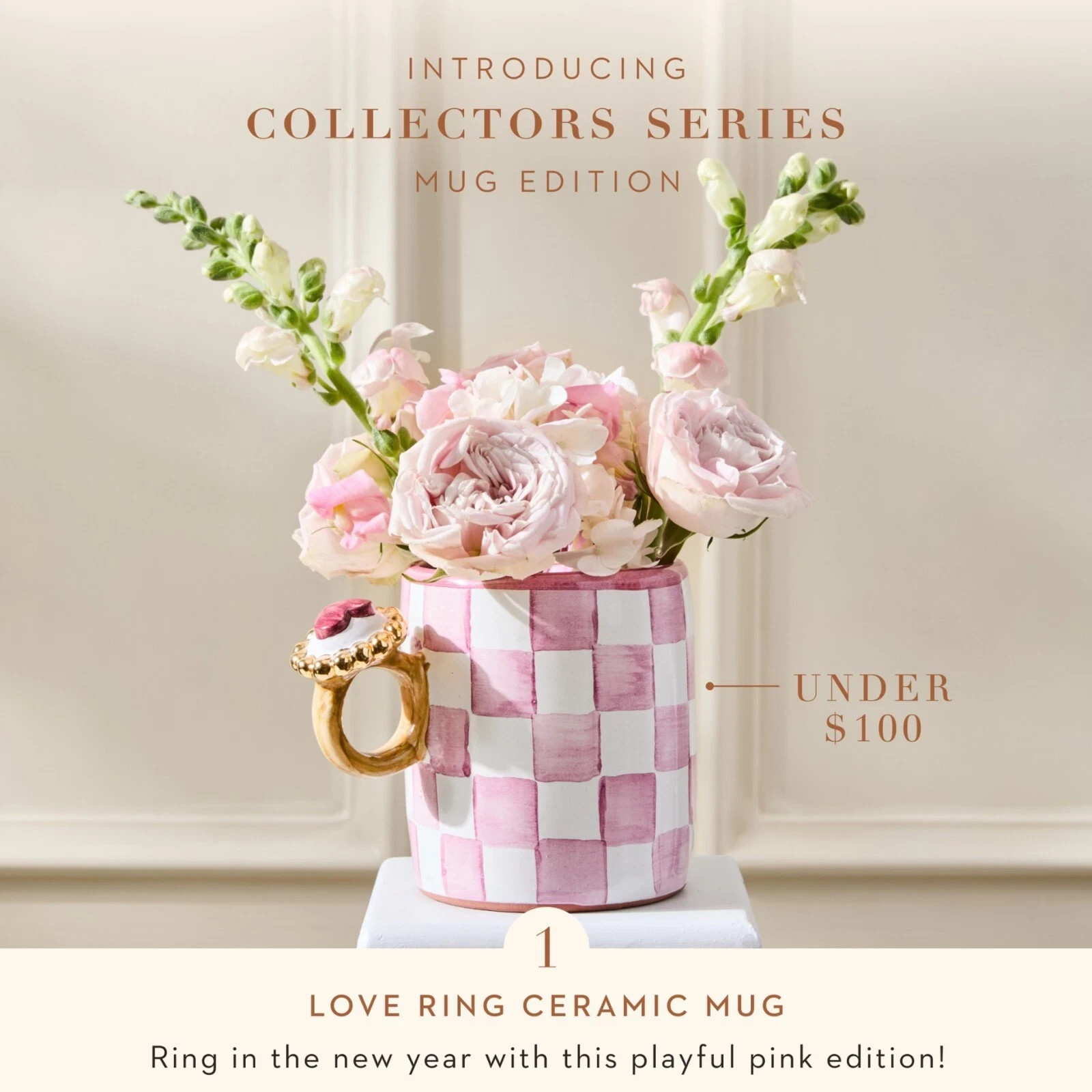 BNWT MacKENZIE CHILDS LIMITED EDITION JANUARY CERAMIC LOVE RING MUG COLLECTORS