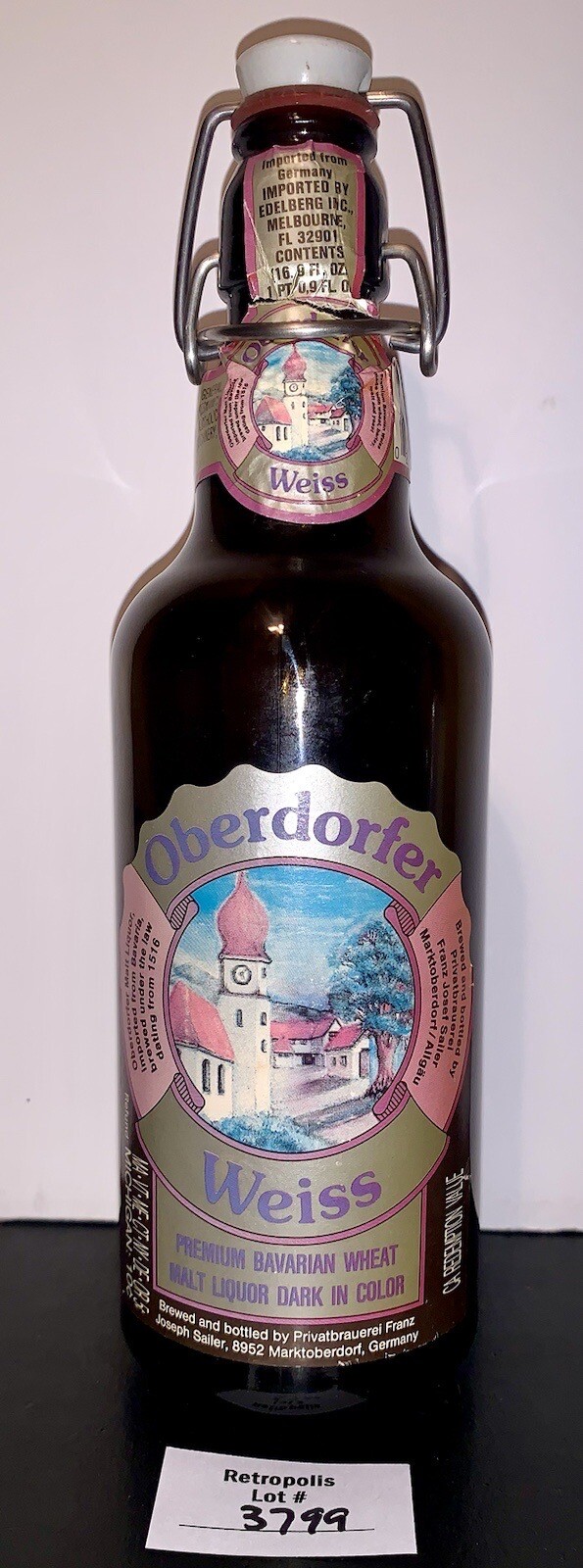 Vintage Empty Oberdorfer Weiss German Beer Bottle Wire Bail and Rubber Seal Vintage Empty Oberdorfer Weiss German Beer Bottle Wire Bail and Rubber Seal