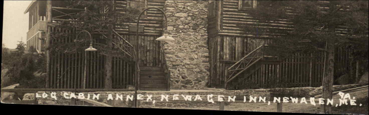 Newagen Maine ME Newagen Inn Hotel Log Cabin c1900s-20s RPPC Real Photo Postcard