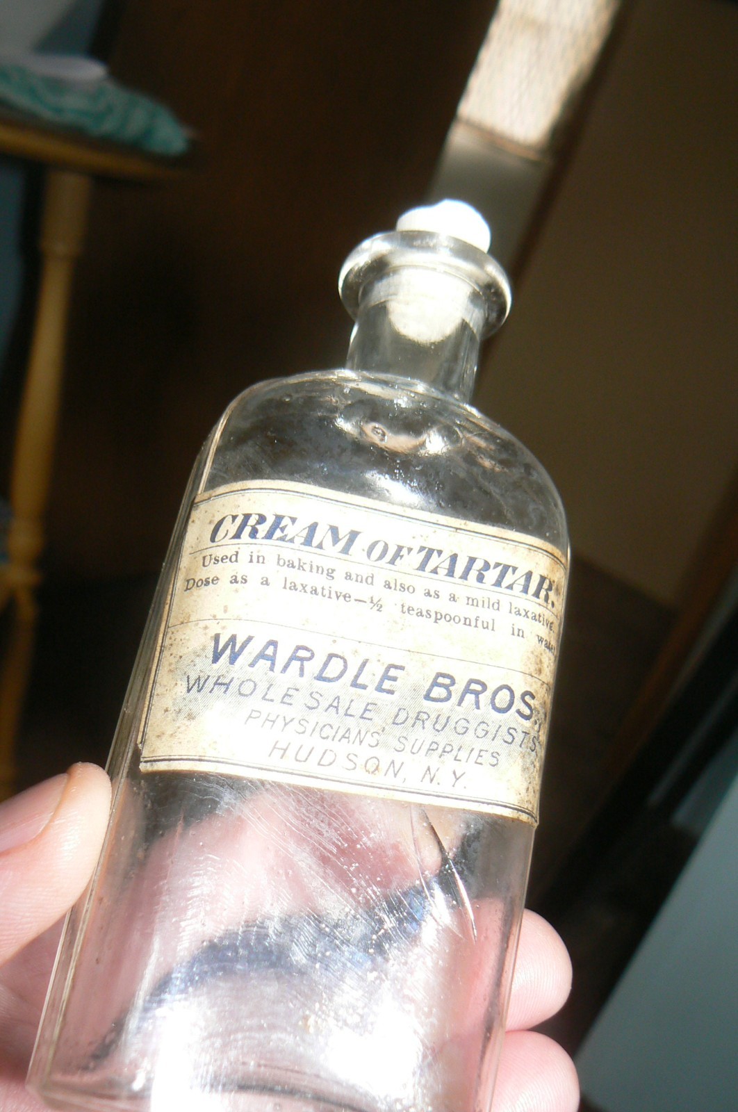 EXT RARE 1860S Labelled Druggist Wardel Bros Physicians Supplies Hudson, N.Y .