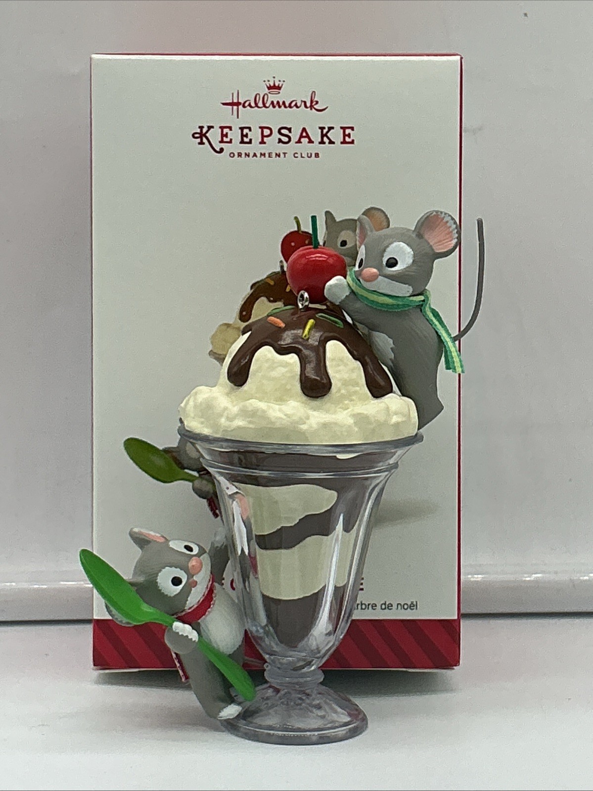 2014 HALLMARK KEEPSAKE MICE CREAM SUNDAE MEMBER EXCLUSIVE ORNAMENT 