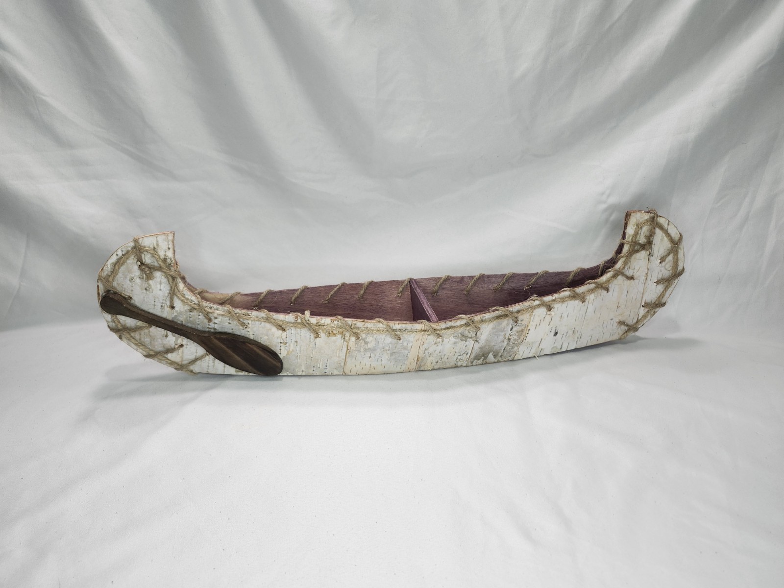 Handmade Primitive Birch Indian Canoe 21 inch Decoration Handmade Primitive Birch Indian Canoe 21 inch Decoration