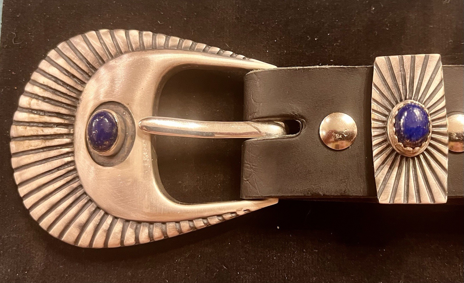 Southwest Ranger A Lapis Sunburst W. Brass Buckle w/ English Bridle Leather Belt