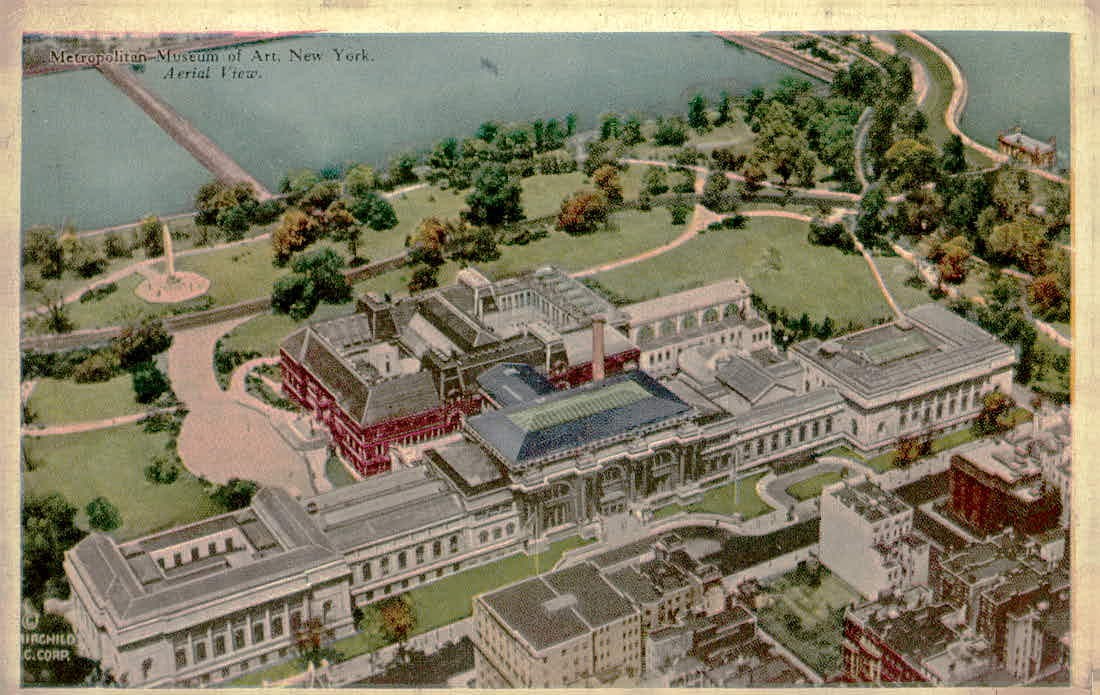 Vintage 1923 Metropolitan Museum of Art Aerial View NYC Linen Postcard