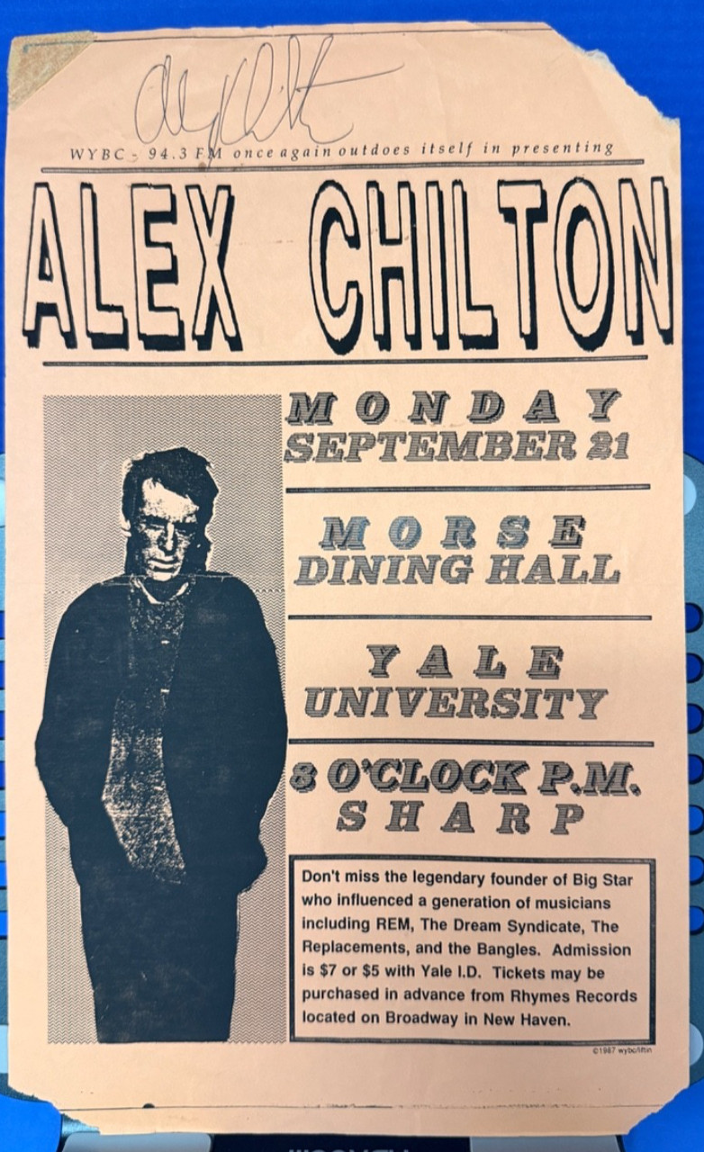 SIGNED FLYER: Alex Chilton Yale University WYBC 94.3