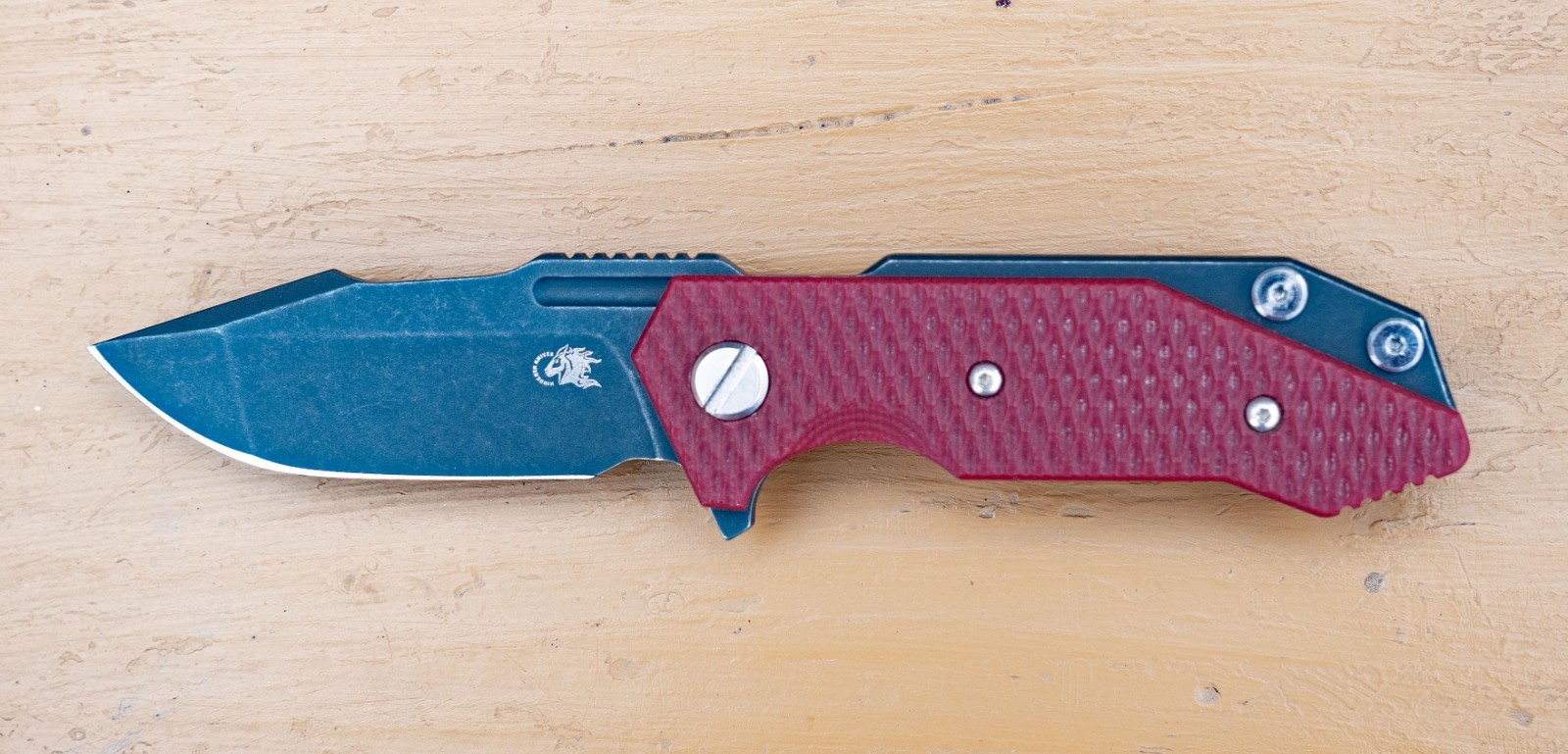 Hinderer Half Track Battle Black Harpoon Spanto S45N (Red G10) - Triway Pivot