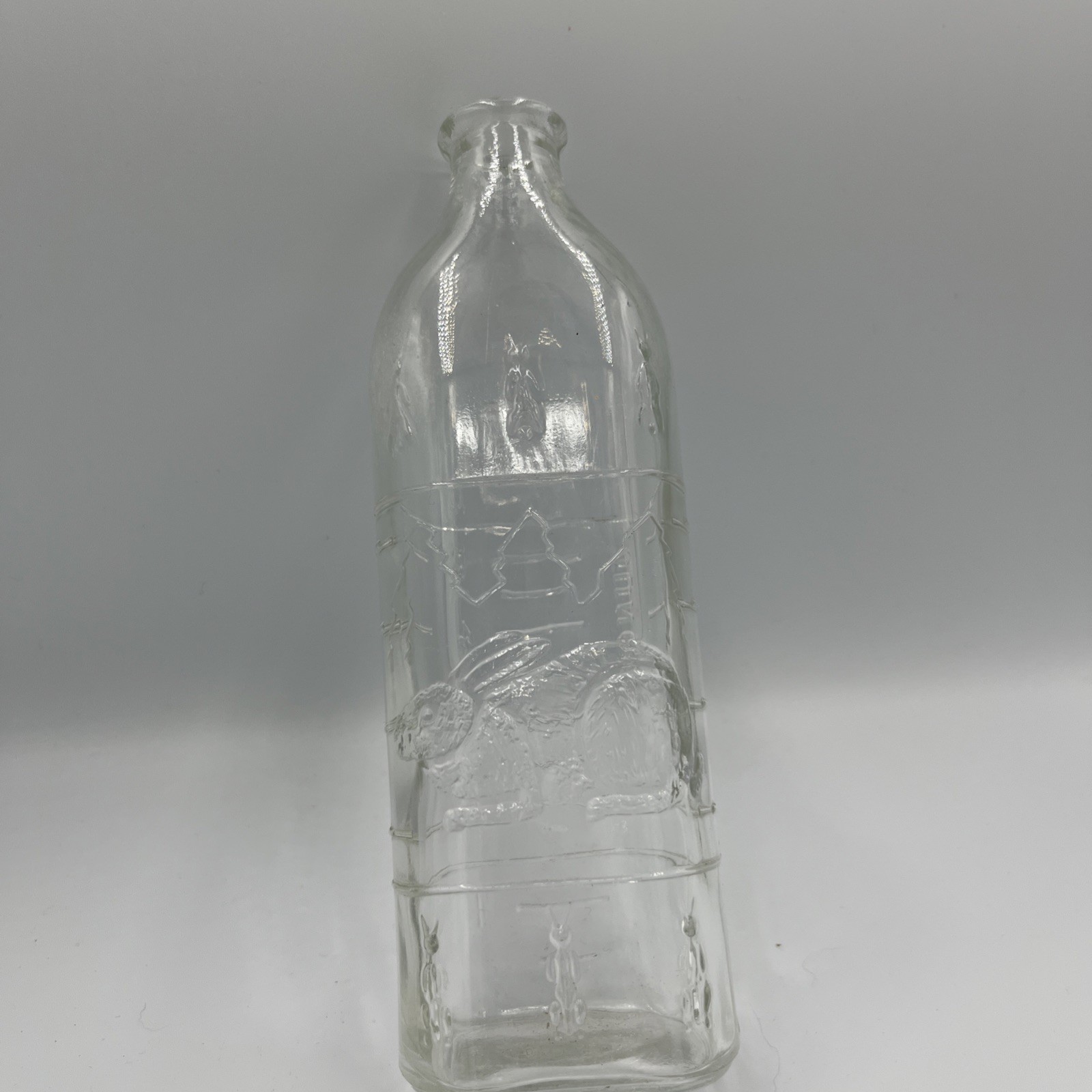 Antique Baby Bottle Embossed Rabbits Bunny 1920’s 8 Oz Lot D