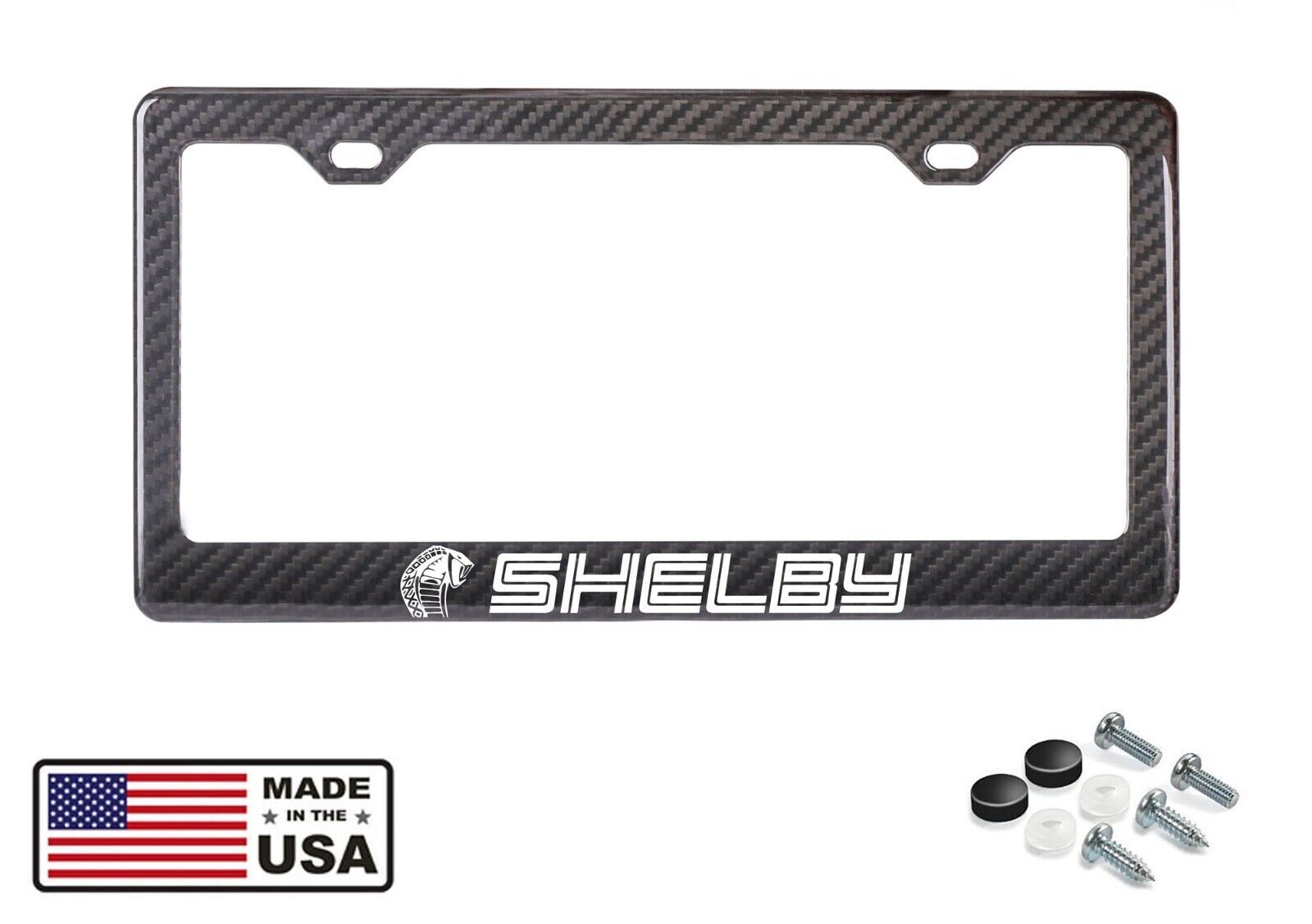 Reflective Shelby Mustang Real 3K Black 100% Carbon Fiber License Plate Frame