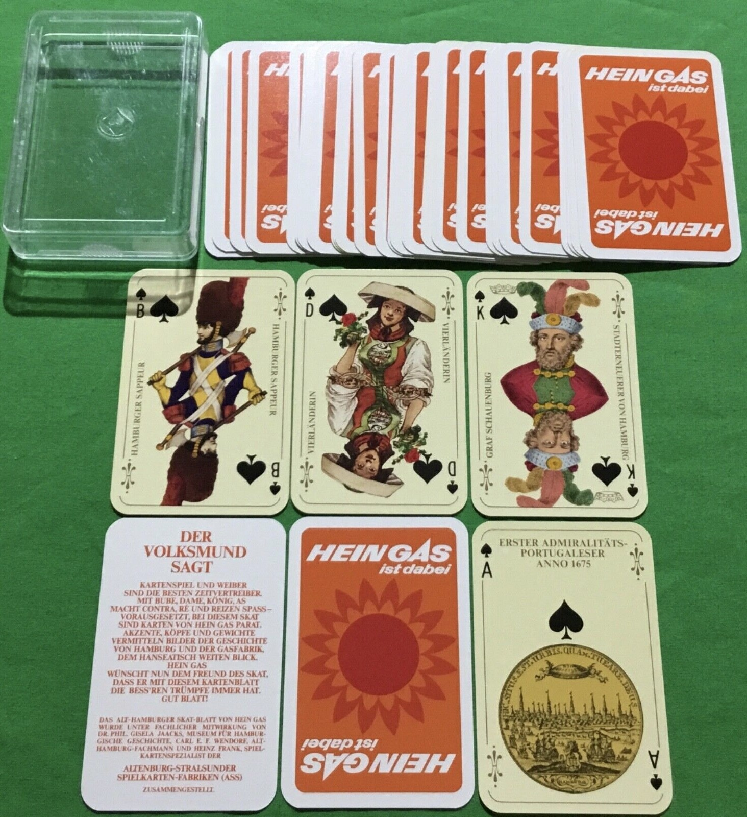Old 1975 German Non Standard HEIN GAS Skat Playing Cards Spielkarten ALT HAMBURG