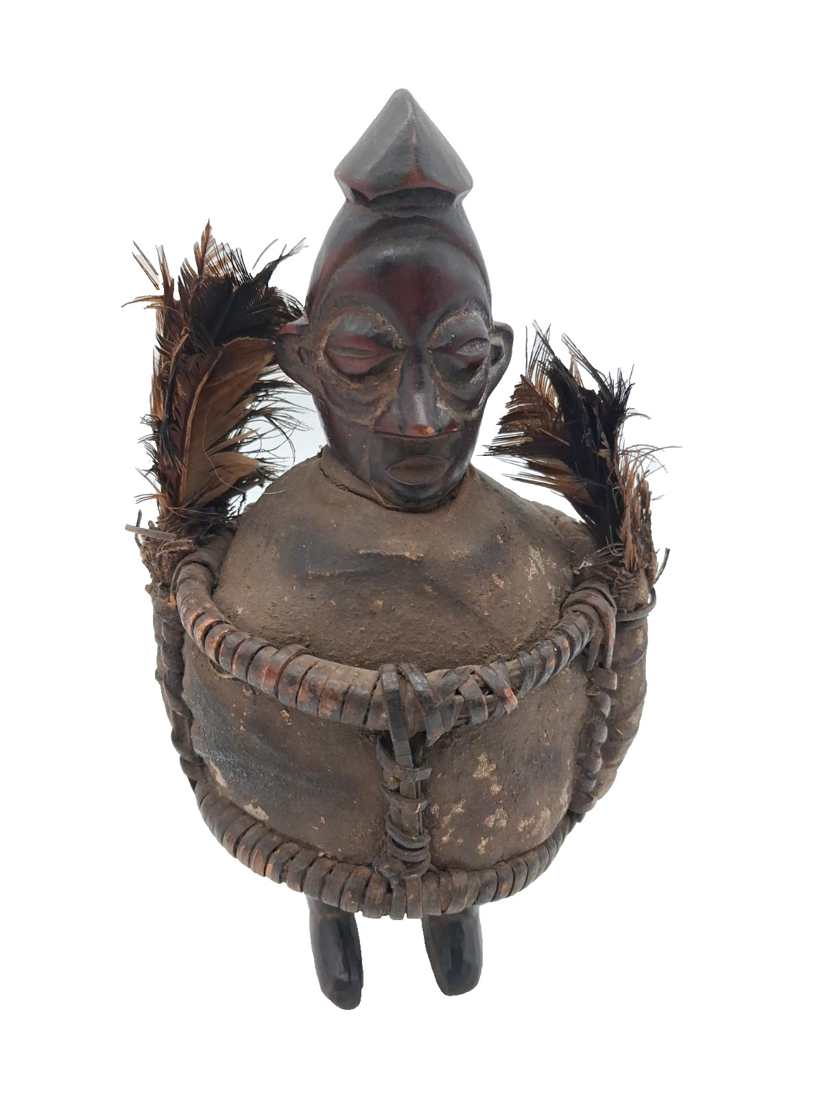 Yaka Power Figure Mbwoolo Fetish DR Congo Wood Statue Medicine Bundle 7.5\