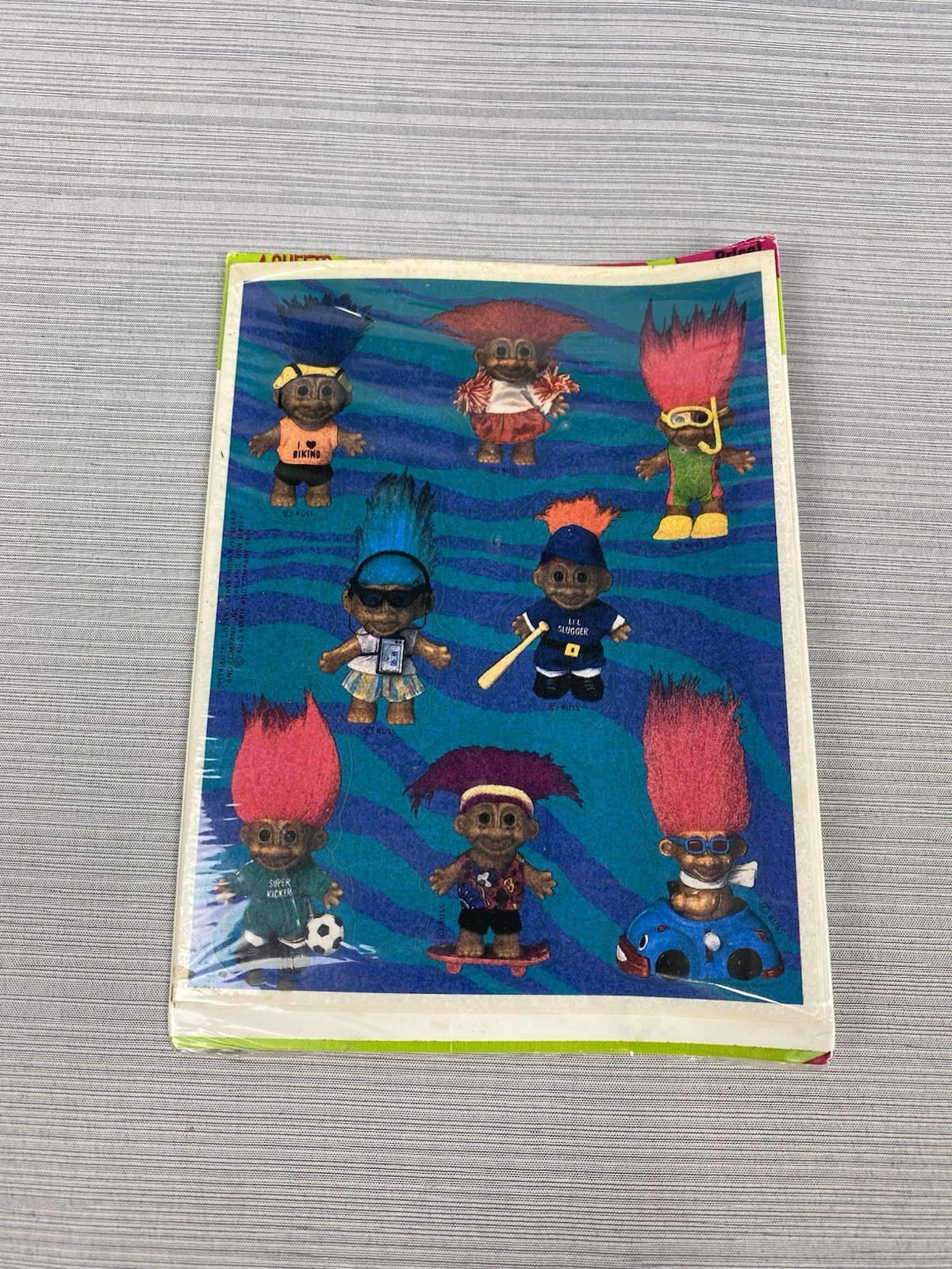 VERY RARE one pack of 4 sheets of Vintage Collectible TROLL STICKERS Hallmark