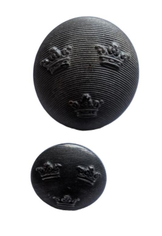 Vintage Military Swedish Armed Forces Lined Buttons (10)