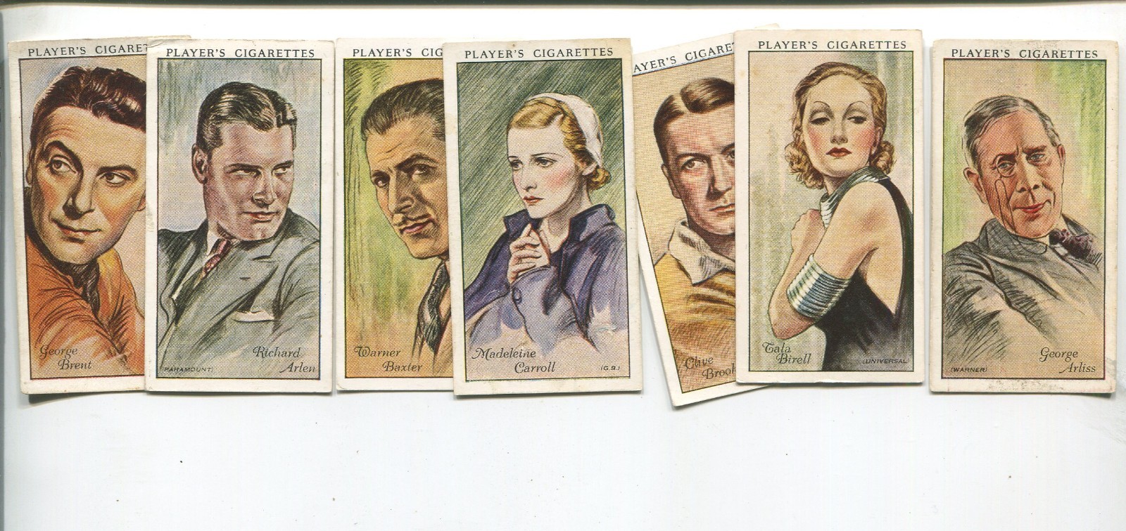 1934 JOHN PLAYER & SONS FILM STARS 1ST SERIES 50 TOBACCO CARD SET