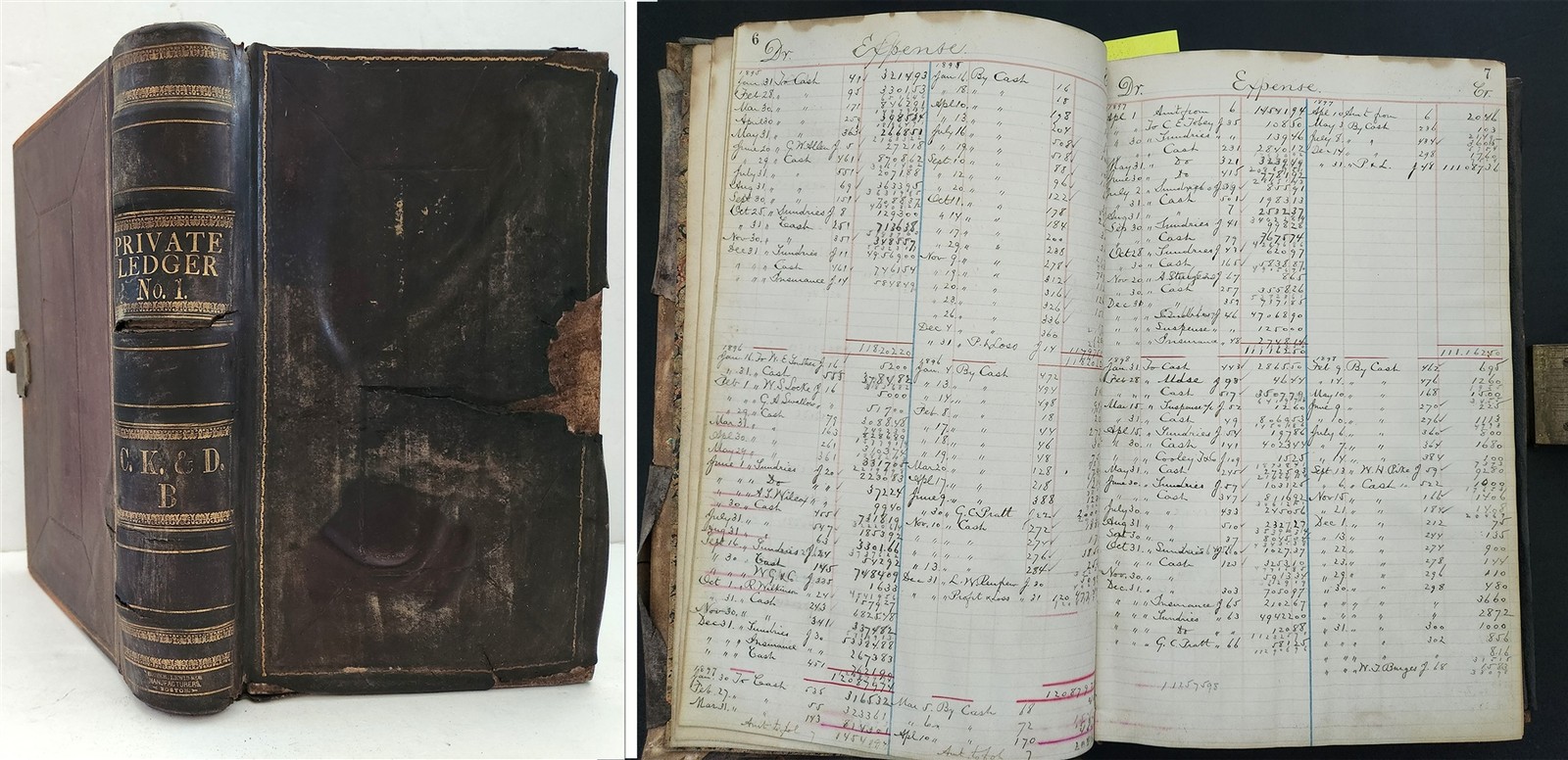 90s antique CHATMAN KENDAL & DANIELL boston ma BUSINESS LEDGER ACCOUNT BOOK