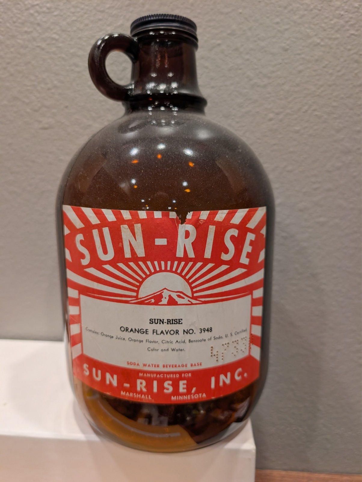 Vintage Sun Rise Orange Flavor Soda Water Syrup 1 gallon Jug