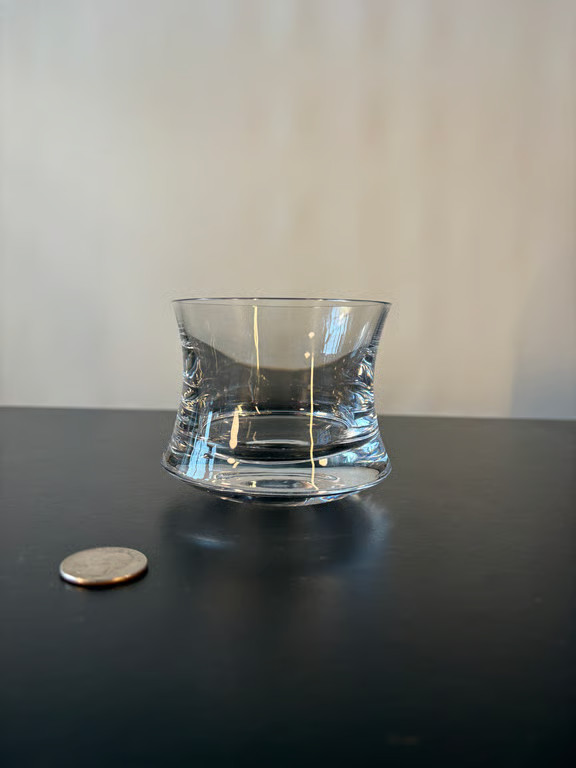 Small Clear Pressed Glass Bowl Tumbler Geometric Pattern Vintage