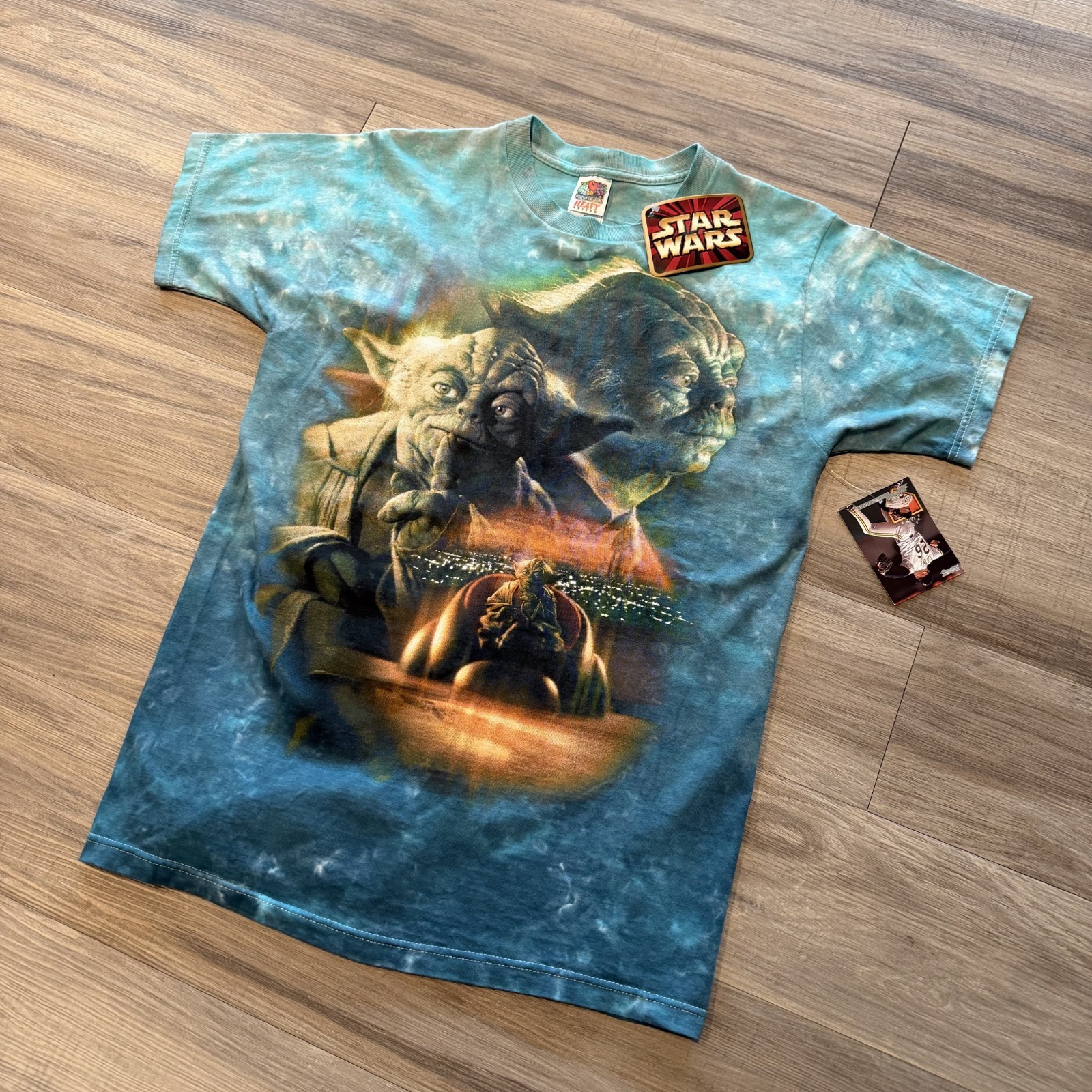 Deadstock New STAR WARS Yoda T-Shirt size M LIQUID BLUE 2000's  rare STAR WARS