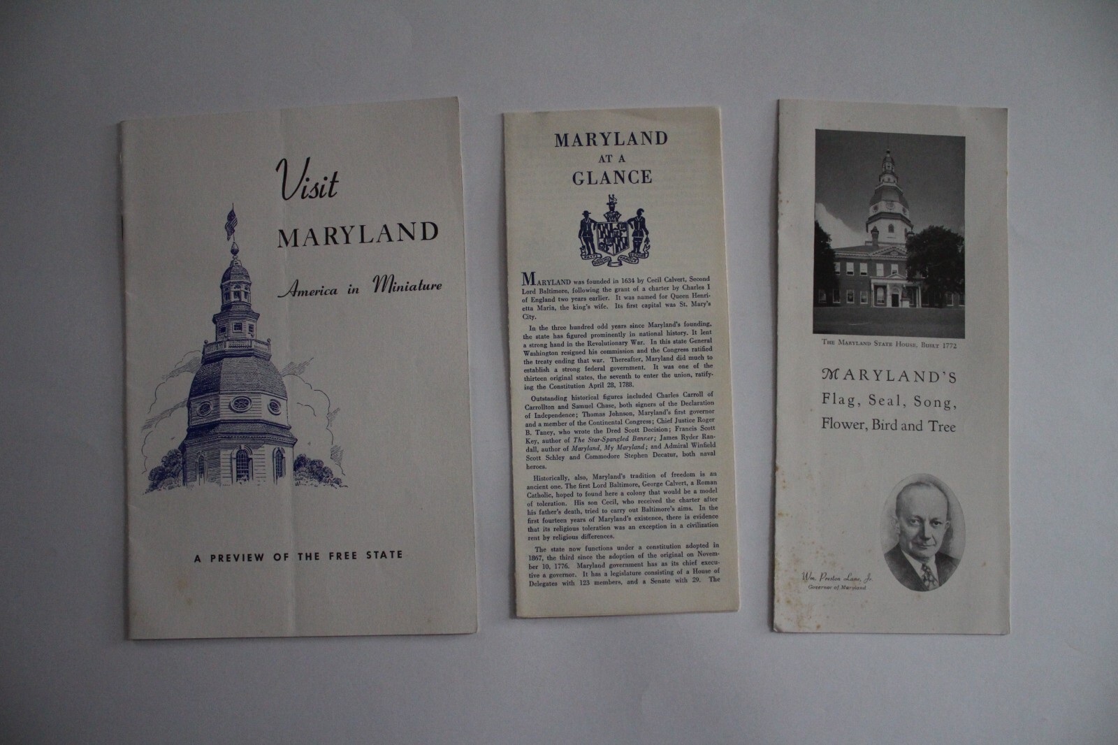 Lot of 3 Maryland 1950 Travel Brochure Pamphlet State Tourism Booklets Ephemera
